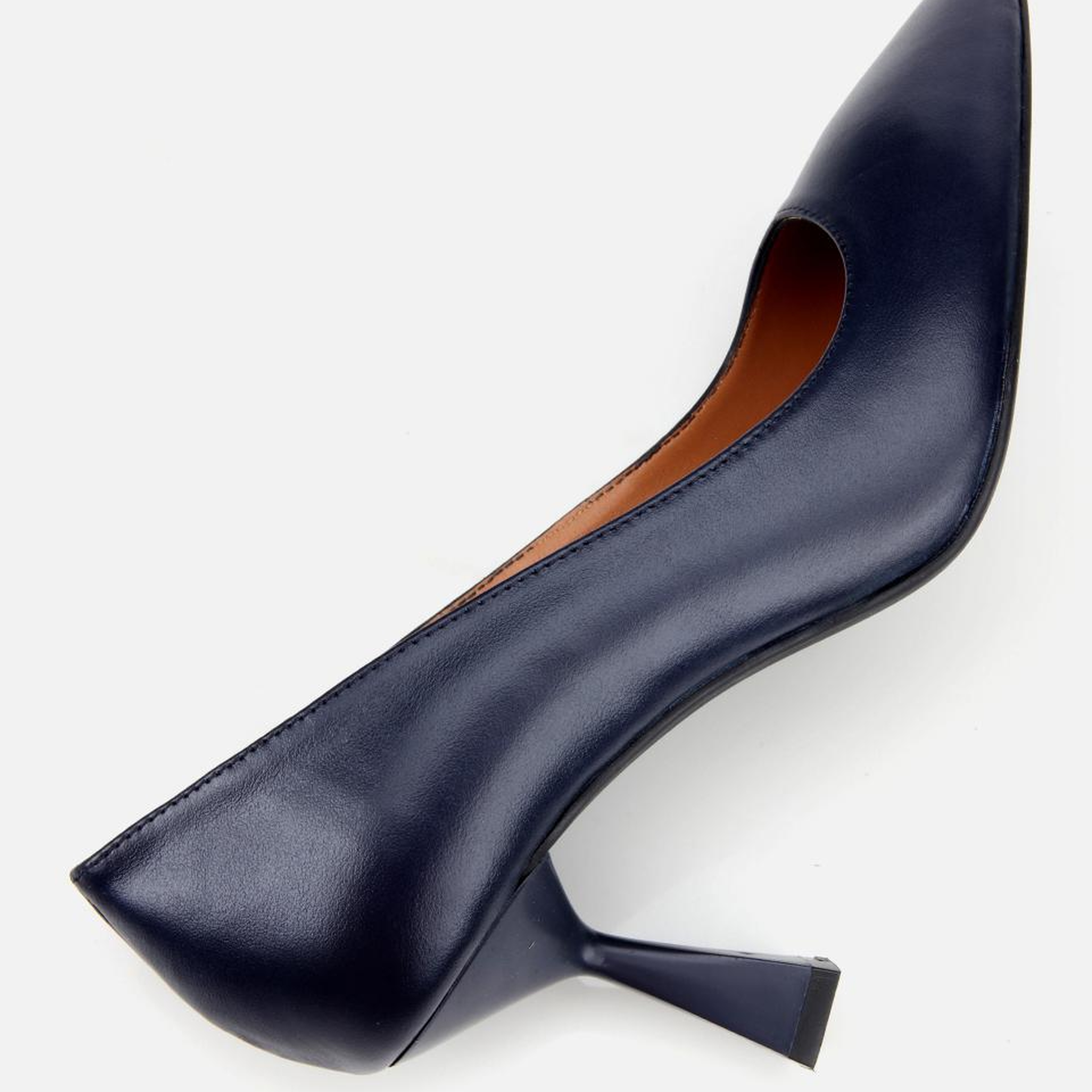 Kadın Deri Lacivert Esnek Tabanlı İnce Topuklu Stiletto