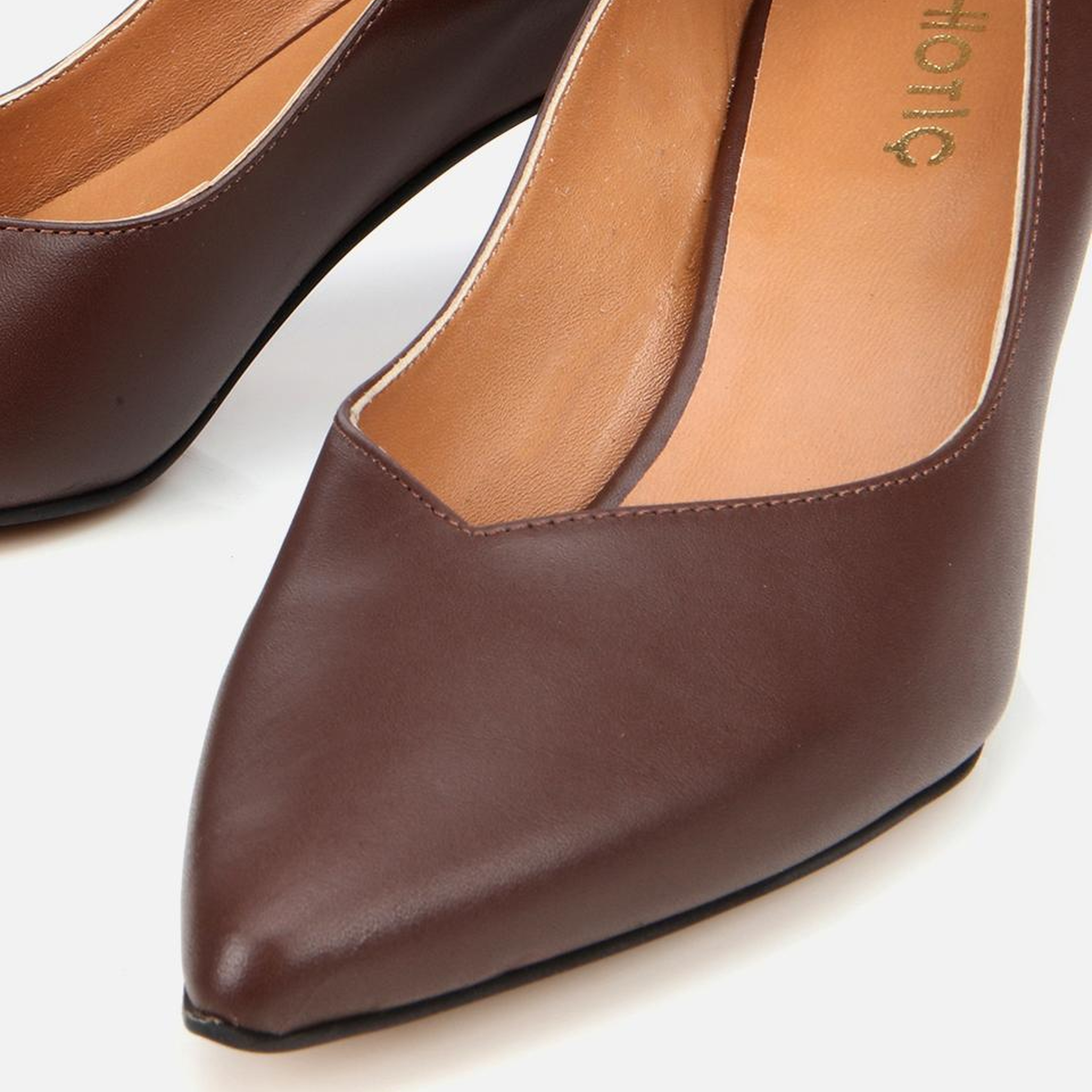 Kadın Deri Kahverengi İnce Topuklu Stiletto