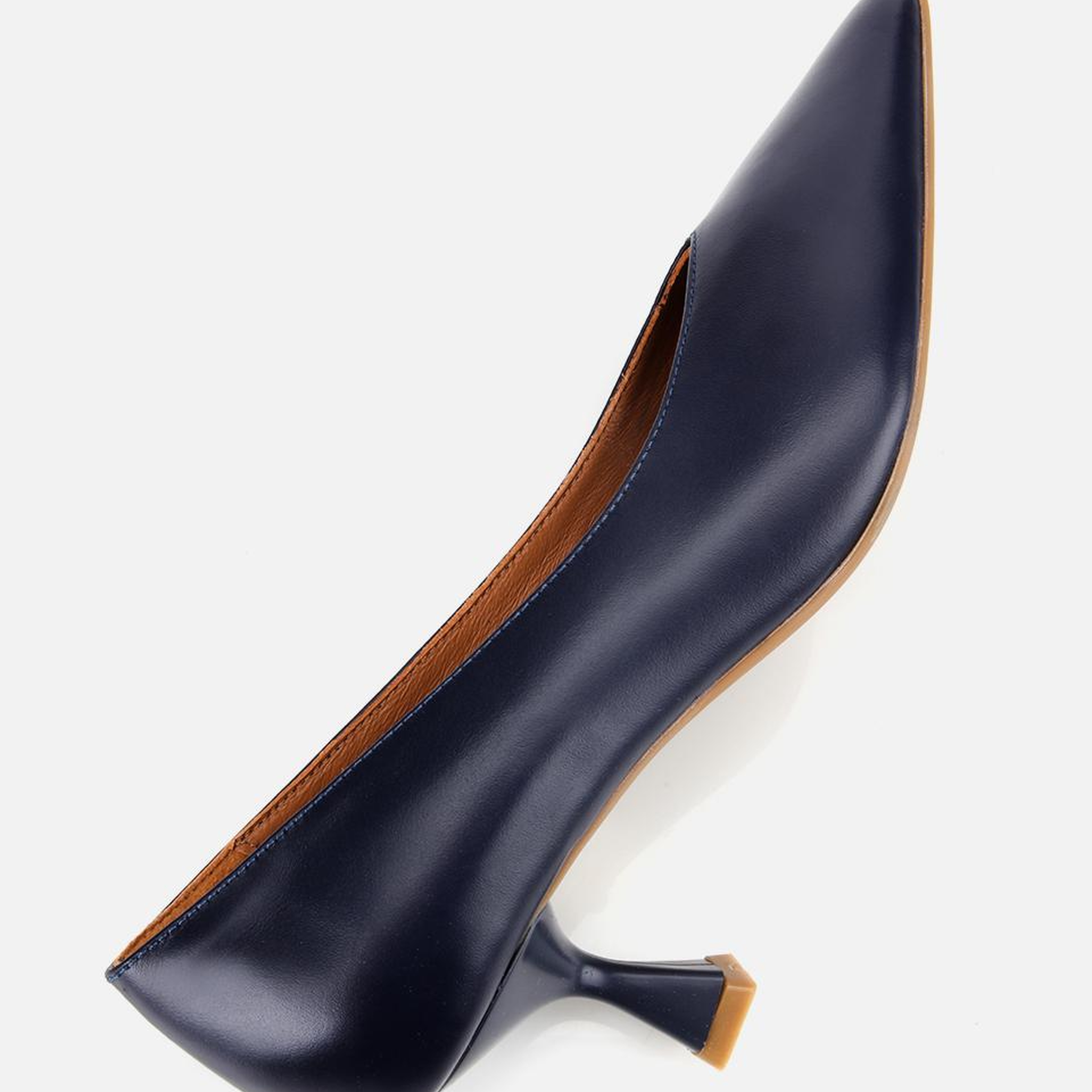 Kadın Deri Lacivert İnce Topuklu Stiletto