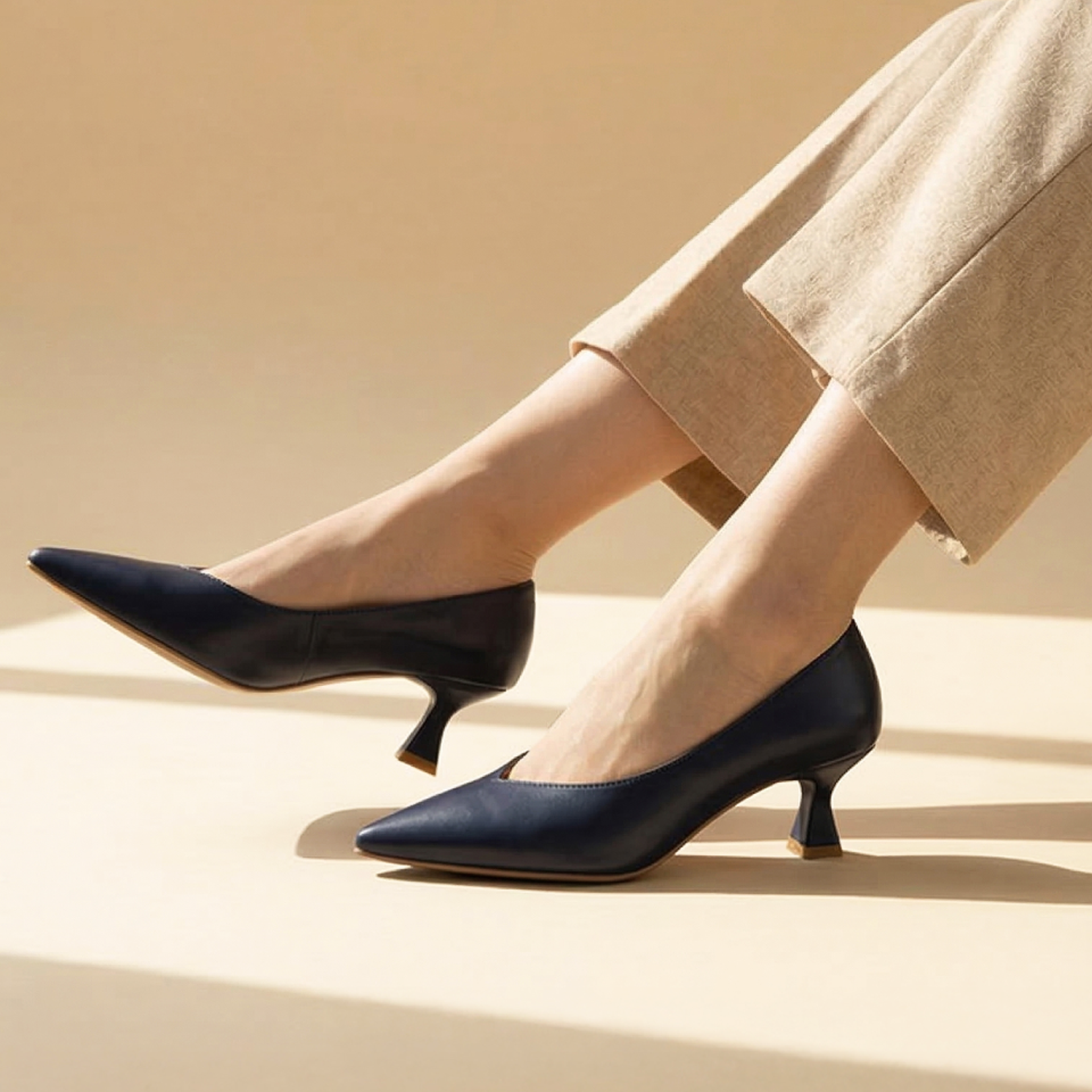 Kadın Deri Lacivert İnce Topuklu Stiletto