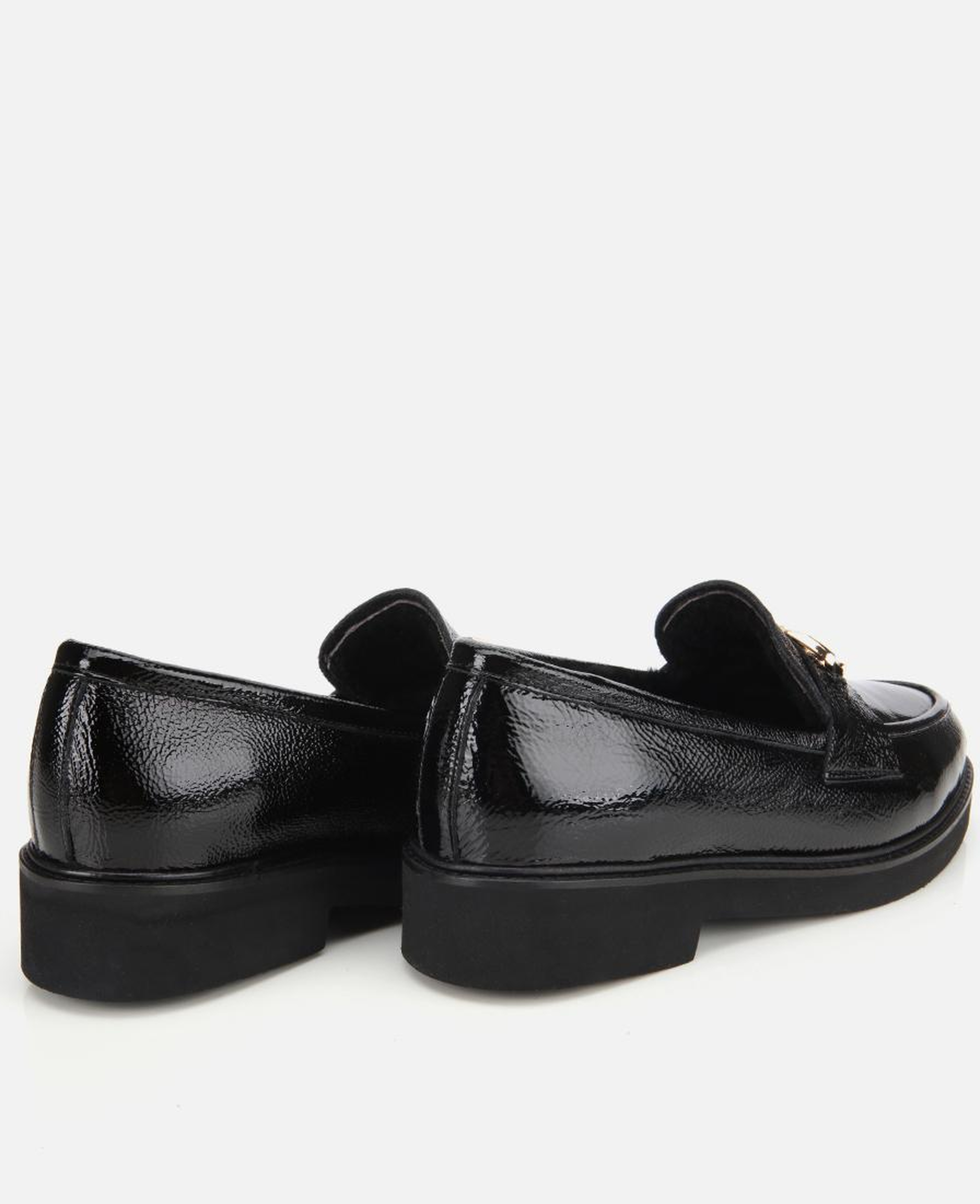 Kadın Rugan Deri Siyah Tokalı Klasik Loafer