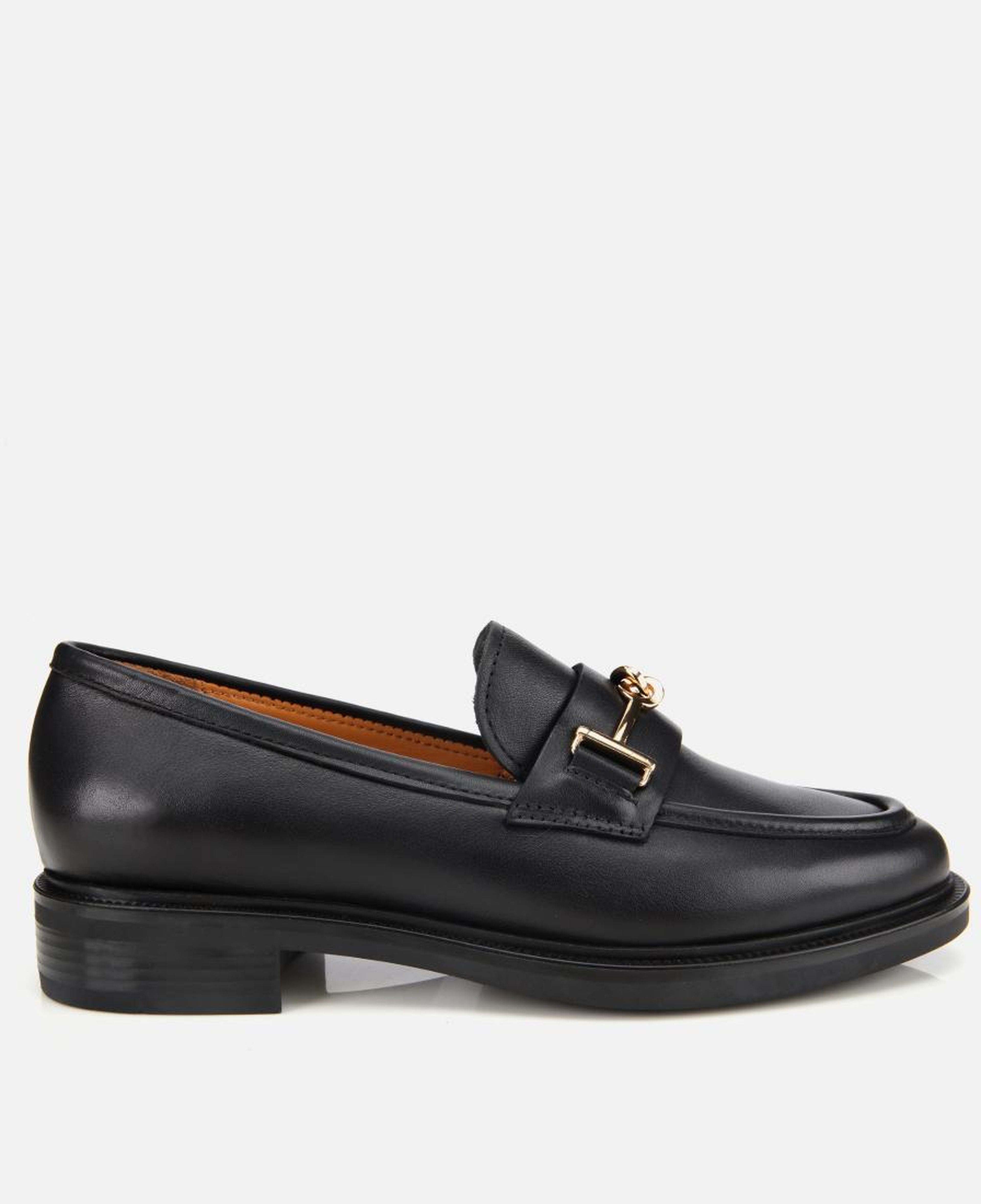 Kadın Deri Siyah Tokalı Klasik Loafer