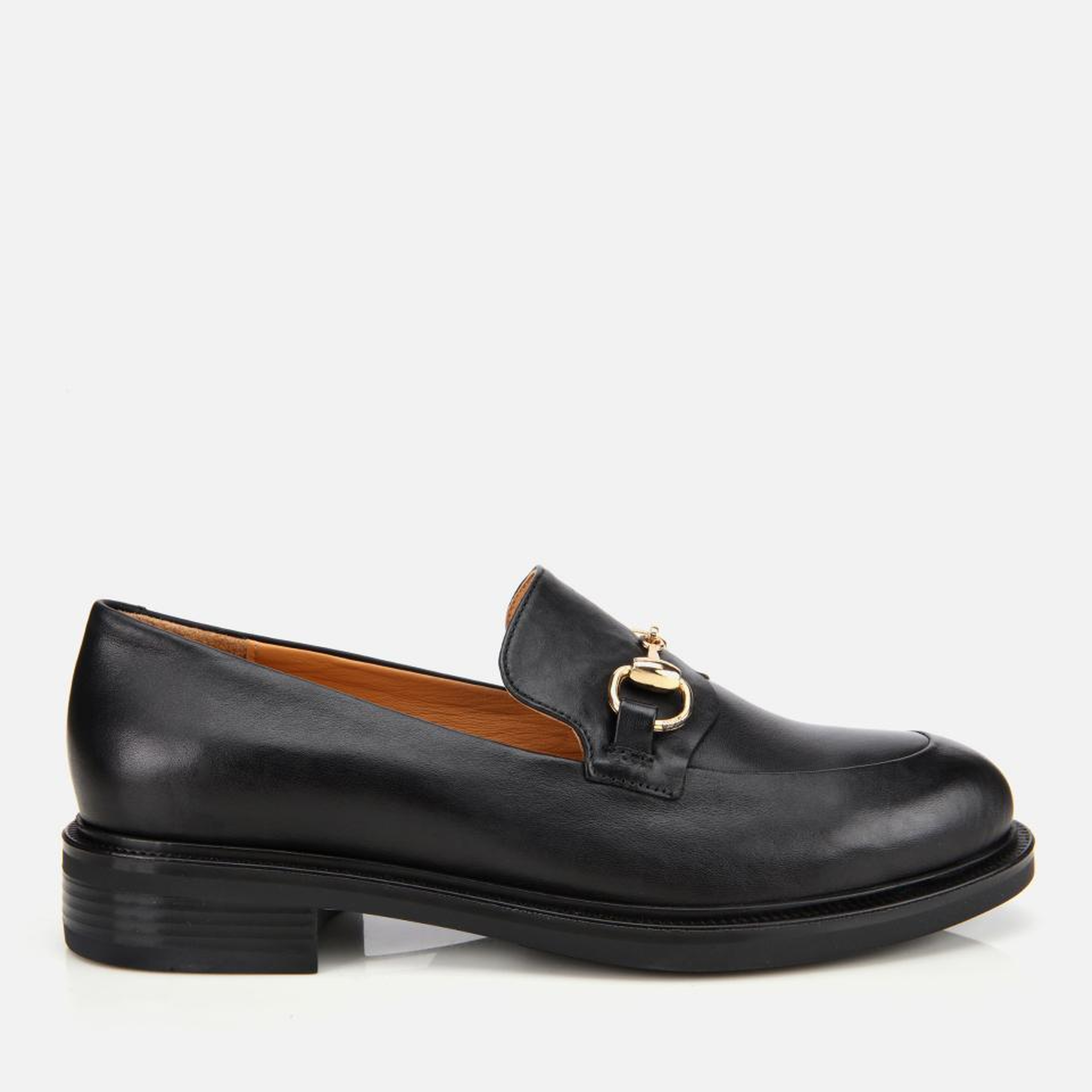 Kadın Deri Siyah Tokalı Klasik Loafer