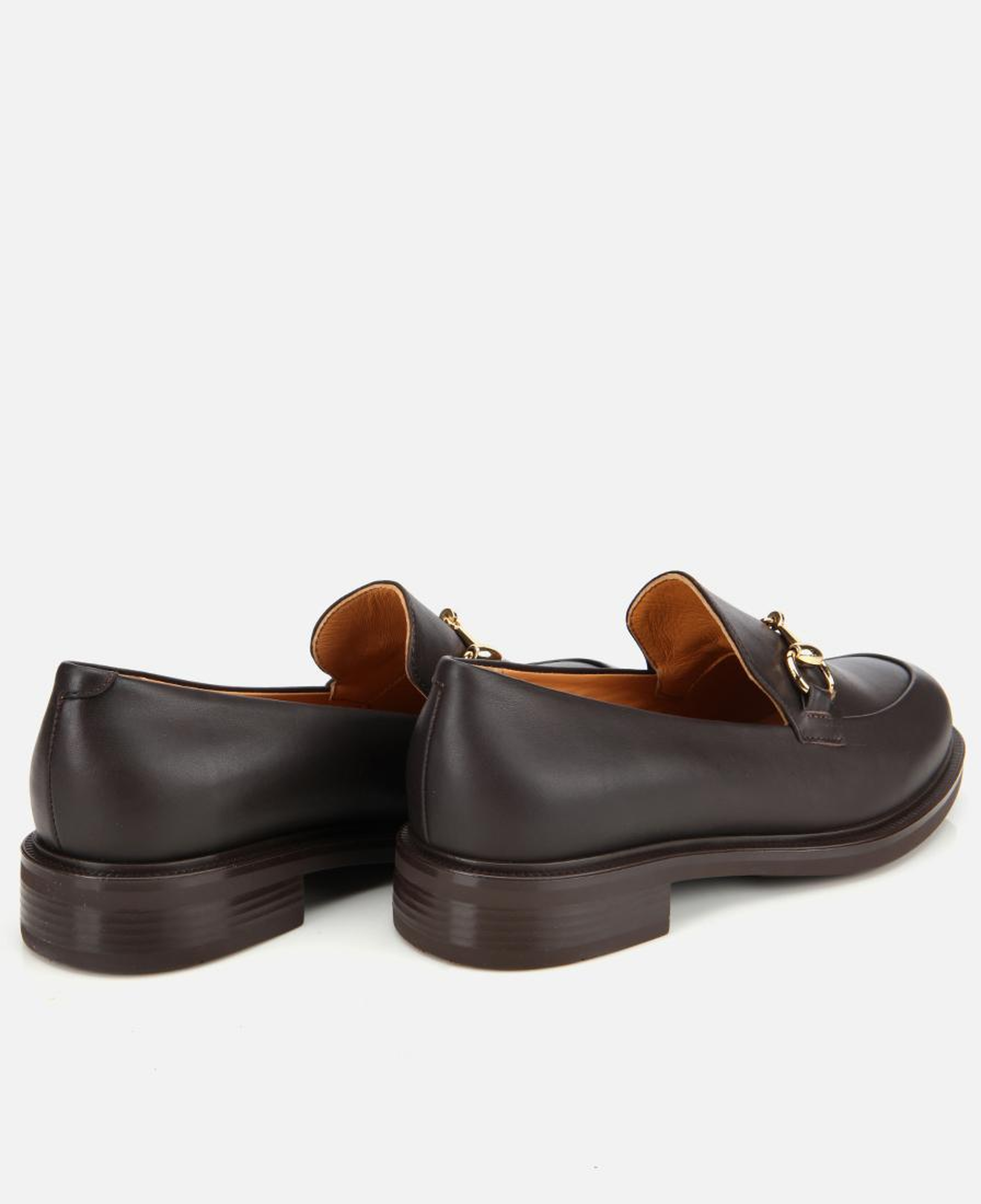 Kadın Deri Kahverengi Tokalı Klasik Loafer