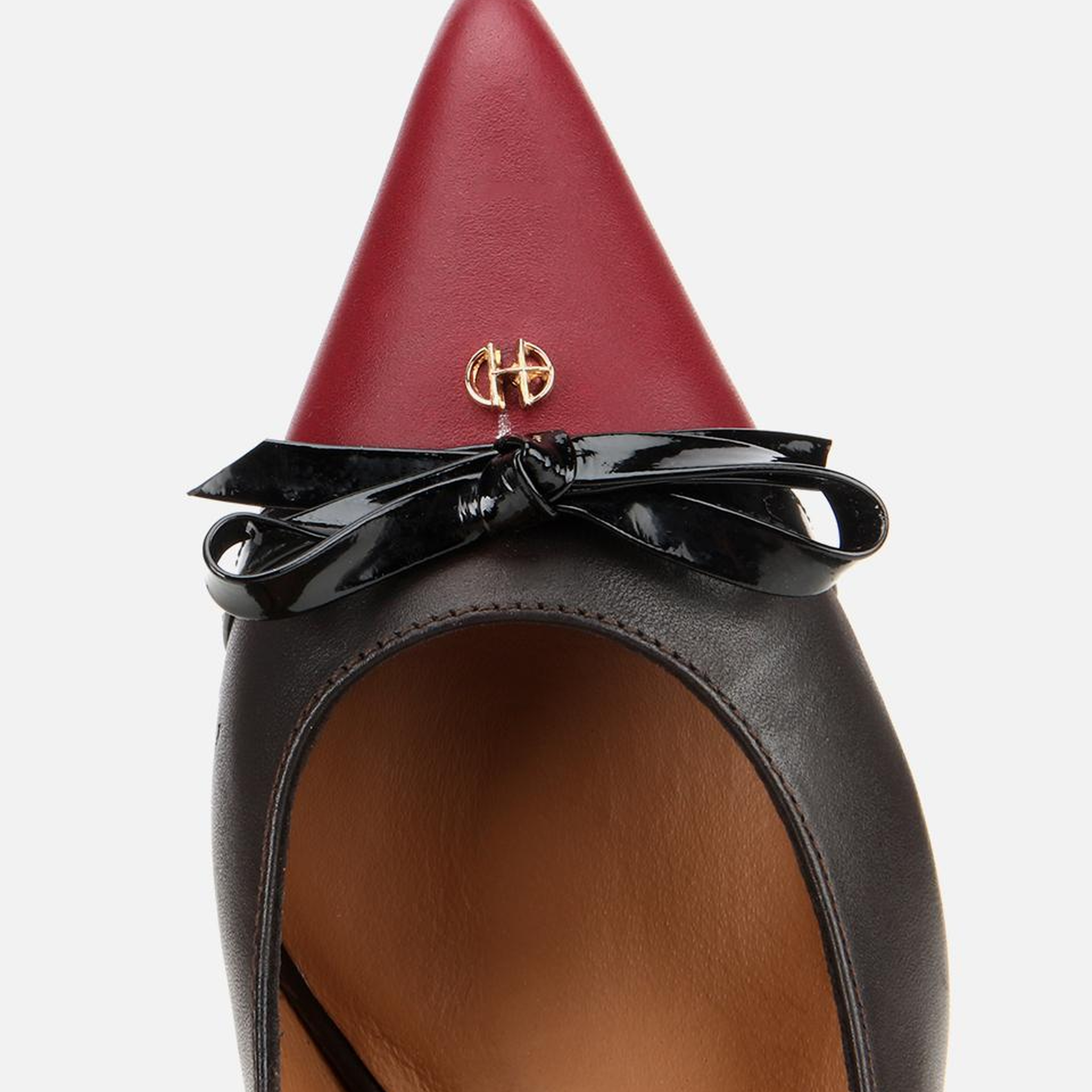 Kadın Deri Bordo Fiyonk Detaylı İnce Topuklu Stiletto