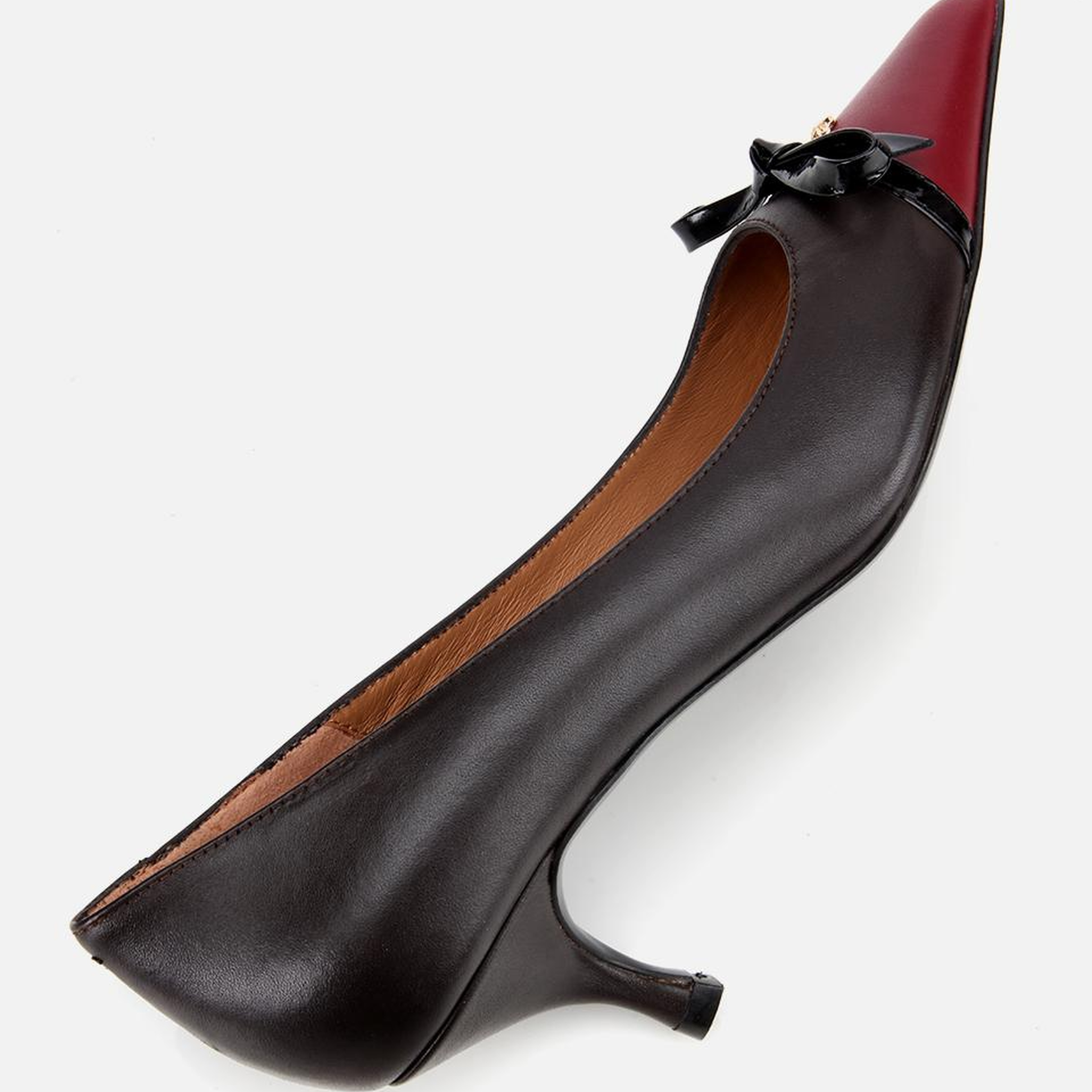 Kadın Deri Bordo Fiyonk Detaylı İnce Topuklu Stiletto