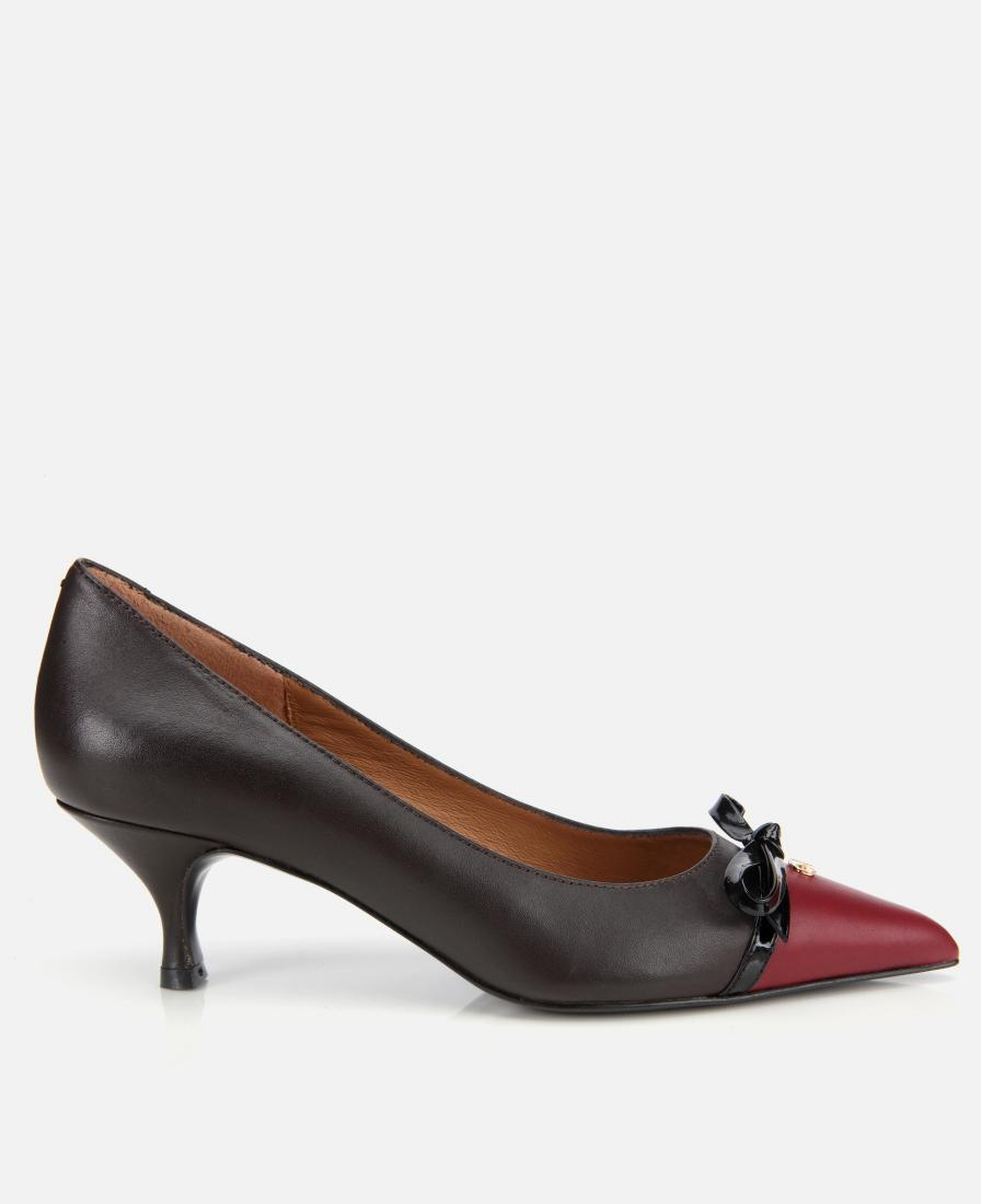 Kadın Deri Bordo Fiyonk Detaylı İnce Topuklu Stiletto