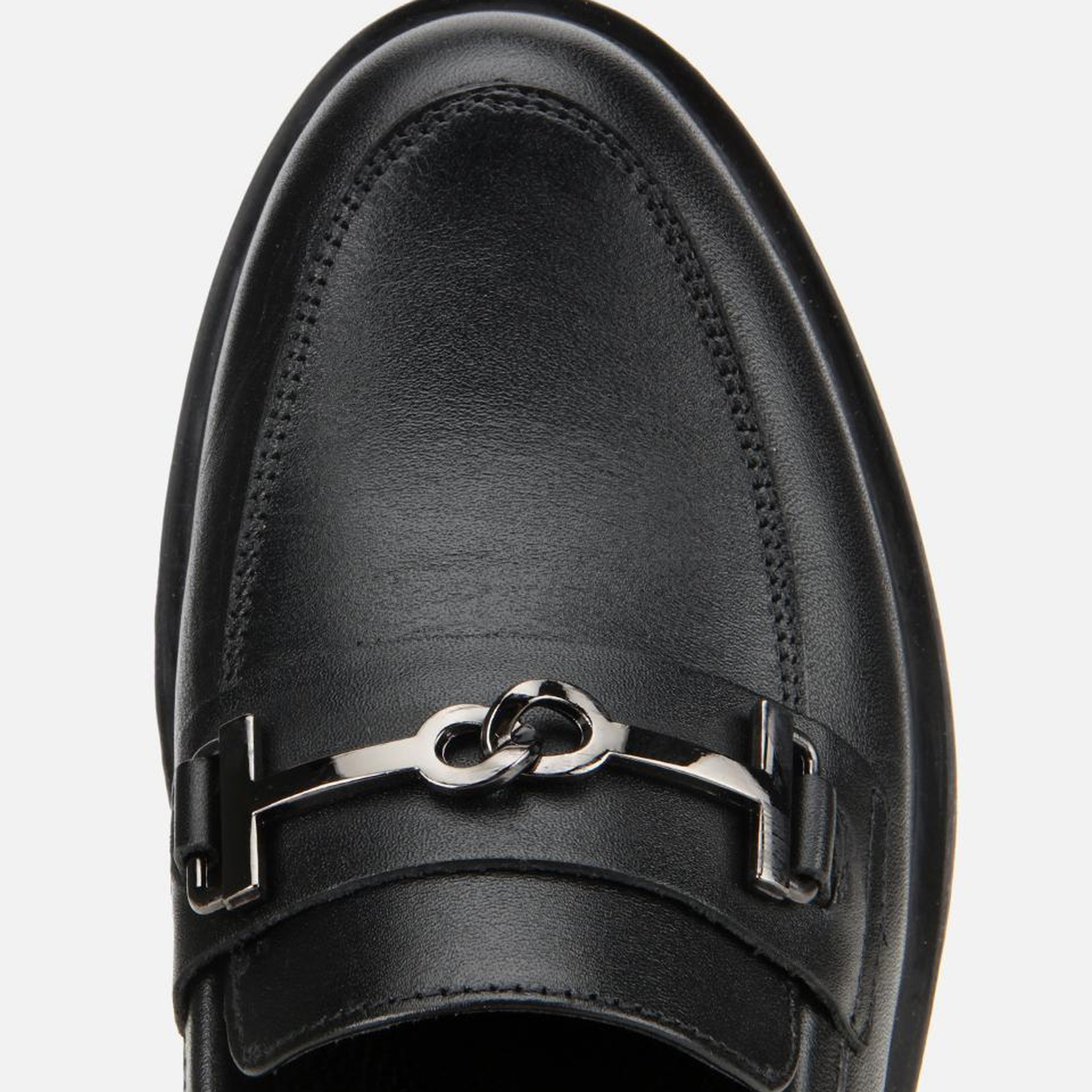 Kadın Deri Siyah Tokalı Klasik Loafer
