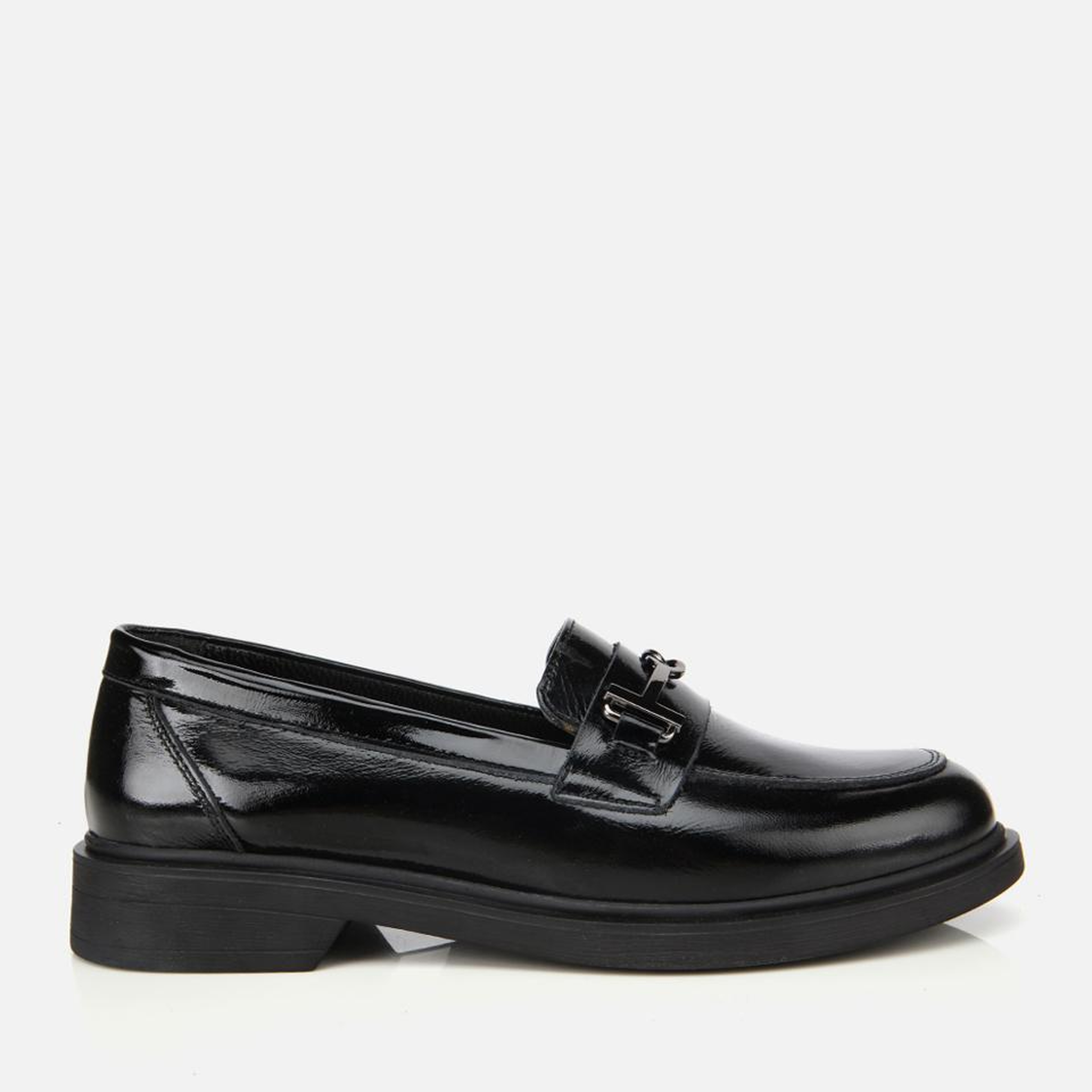 Kadın Deri Siyah Tokalı Klasik Loafer