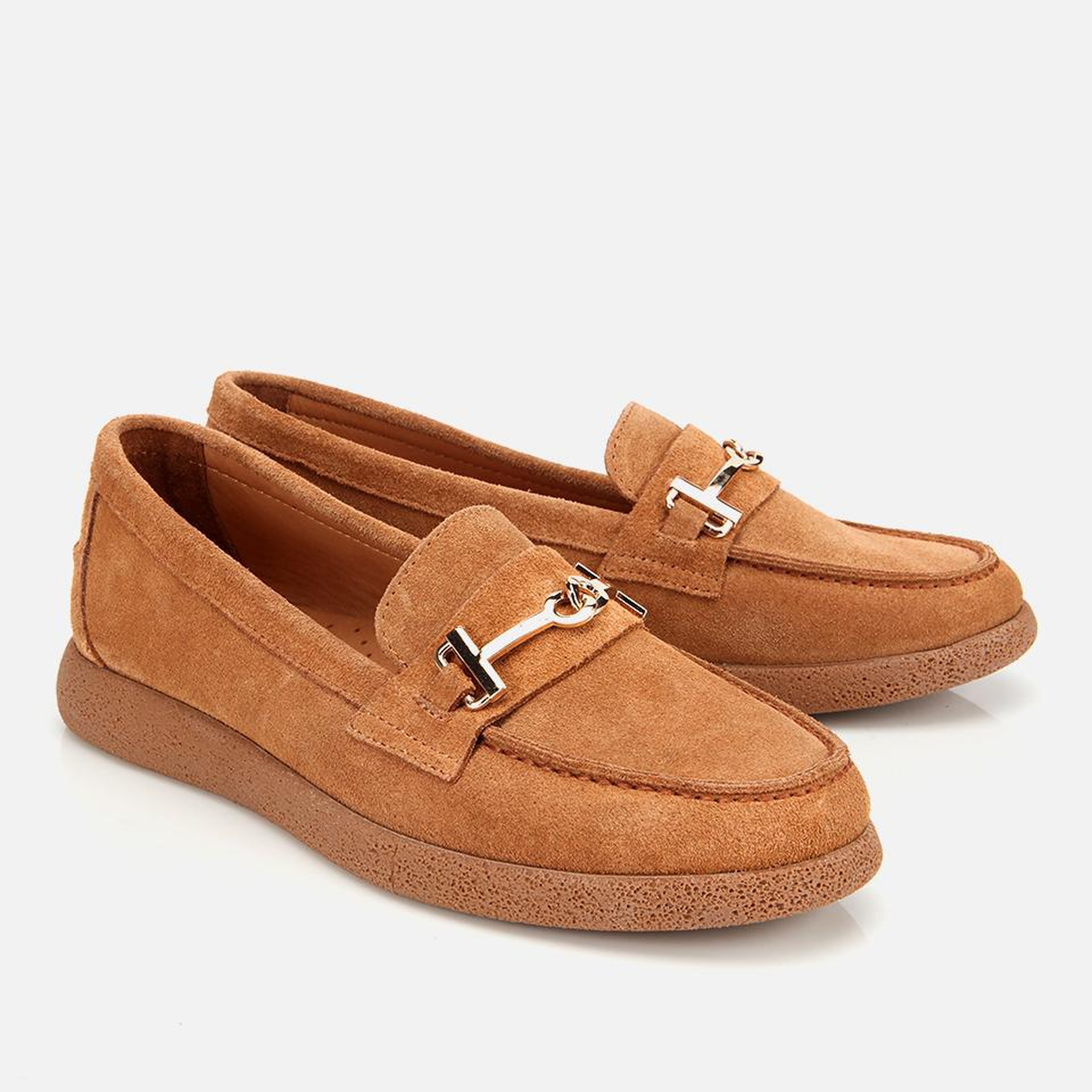 Kadın Süet Deri Taba Yumuşak Tabanlı Comfort Günlük Loafer
