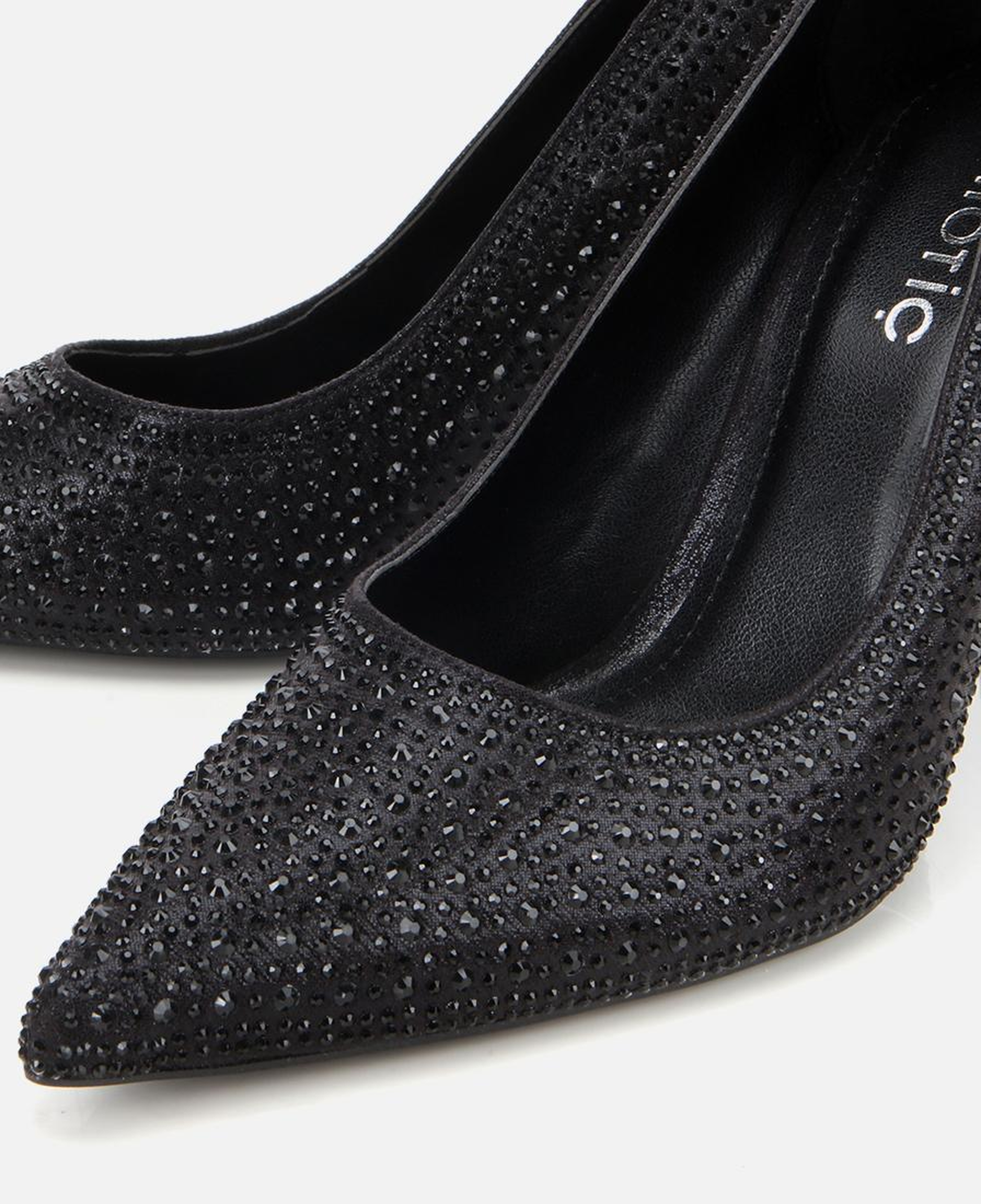 Kadın Siyah Taşlı Yüksek Topuklu Stiletto