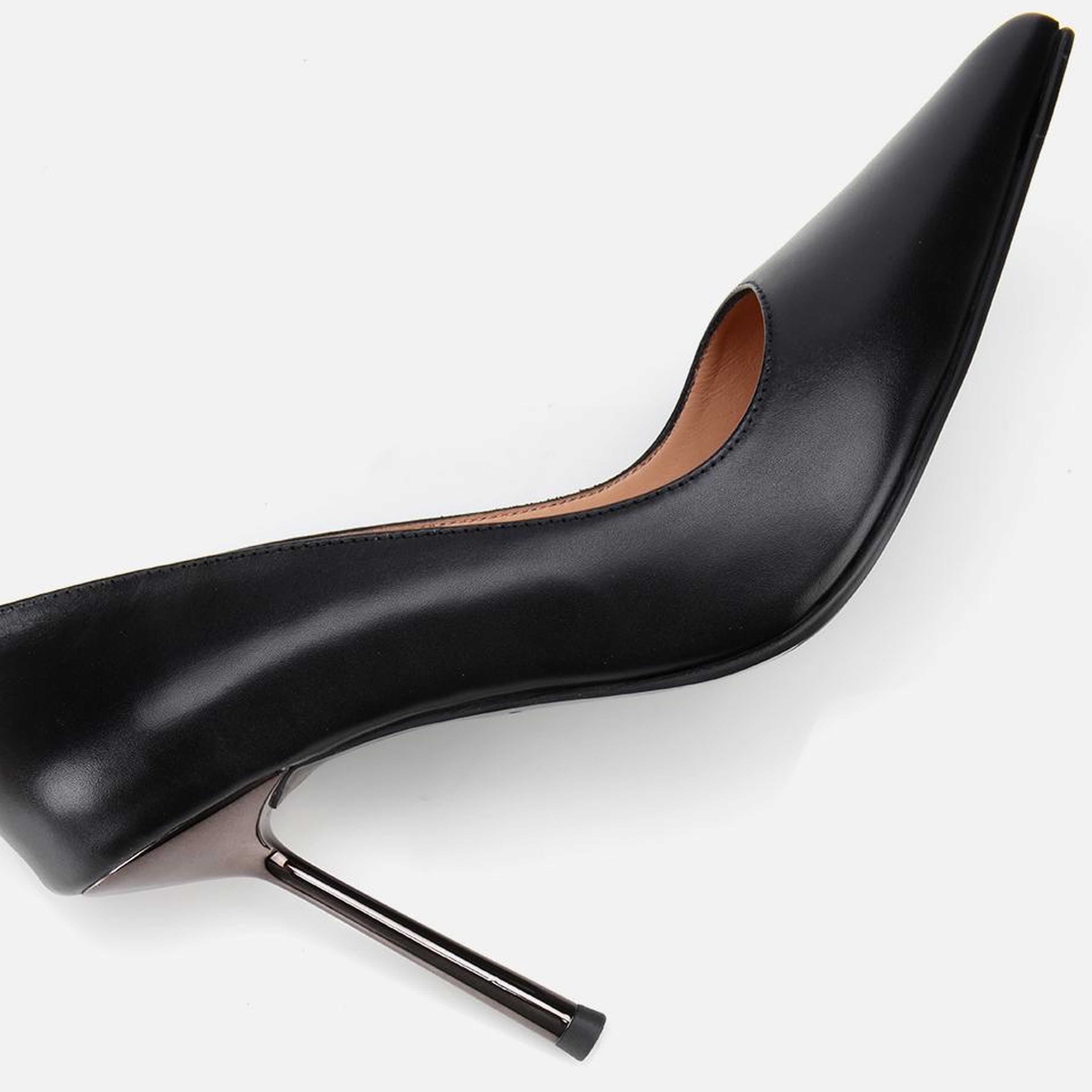 Kadın Deri Siyah Metal Detaylı Yüksek Topuklu Stiletto