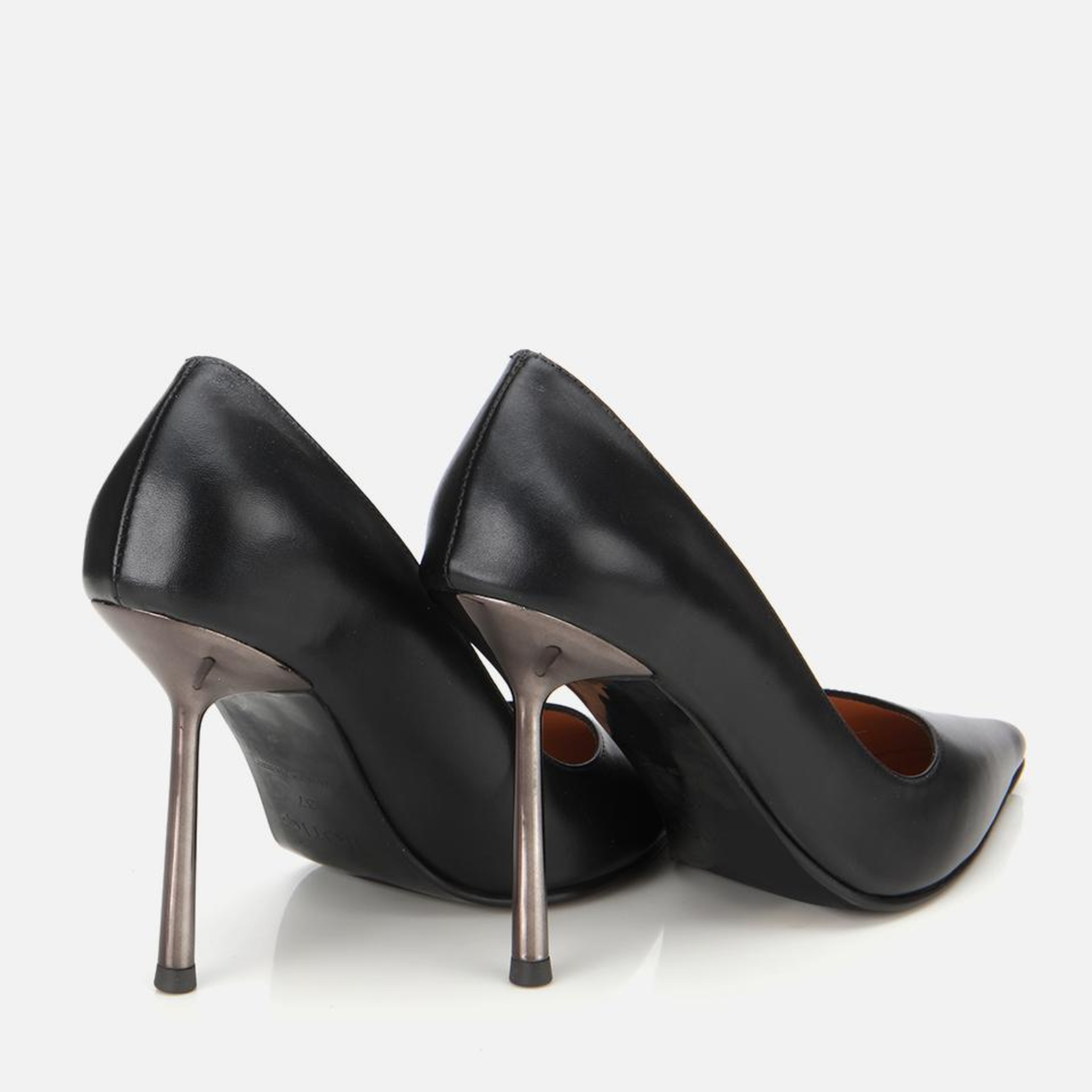 Kadın Deri Siyah Metal Detaylı Yüksek Topuklu Stiletto