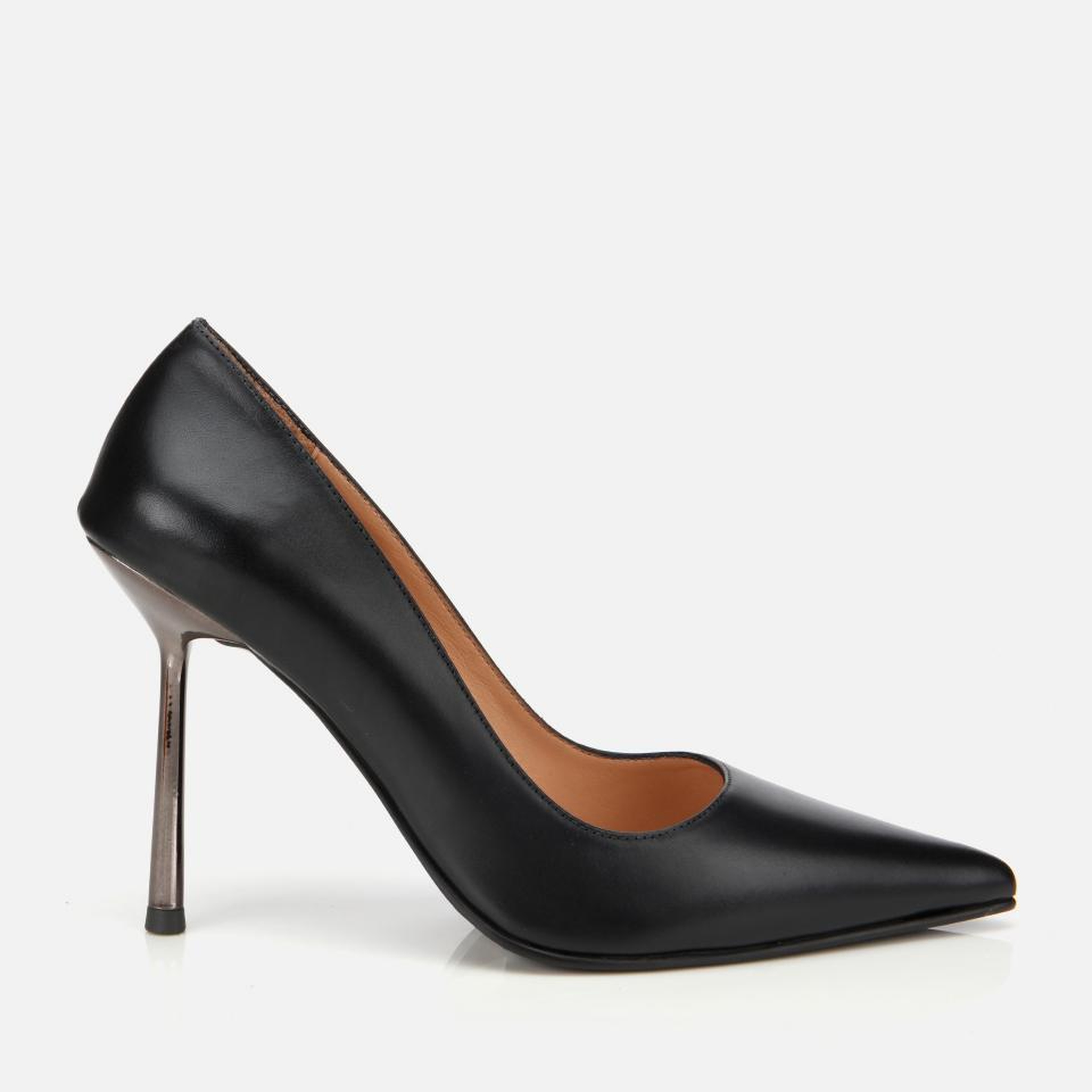 Kadın Deri Siyah Metal Detaylı Yüksek Topuklu Stiletto