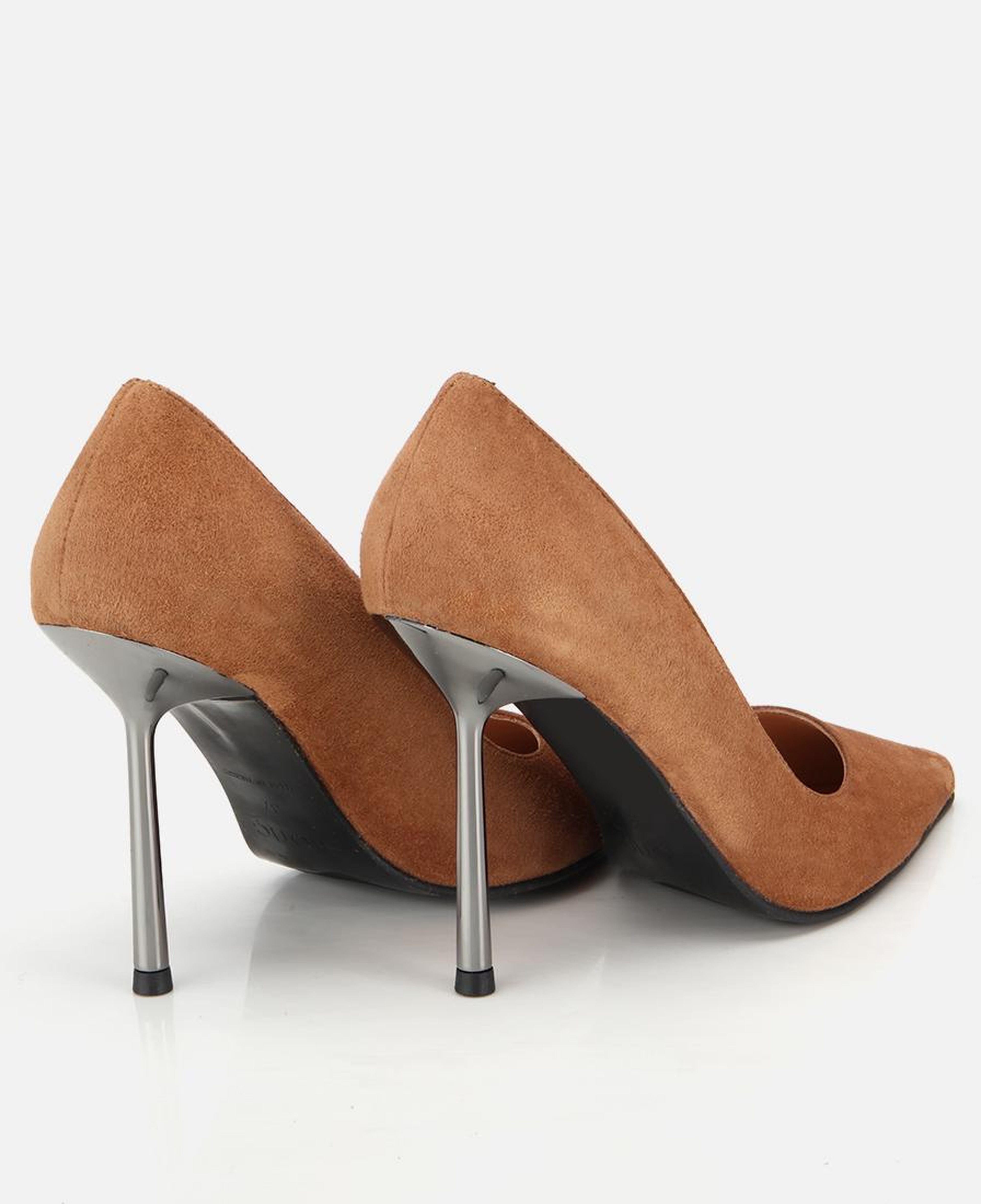 Kadın Süet Deri Taba Metal Detaylı Stiletto