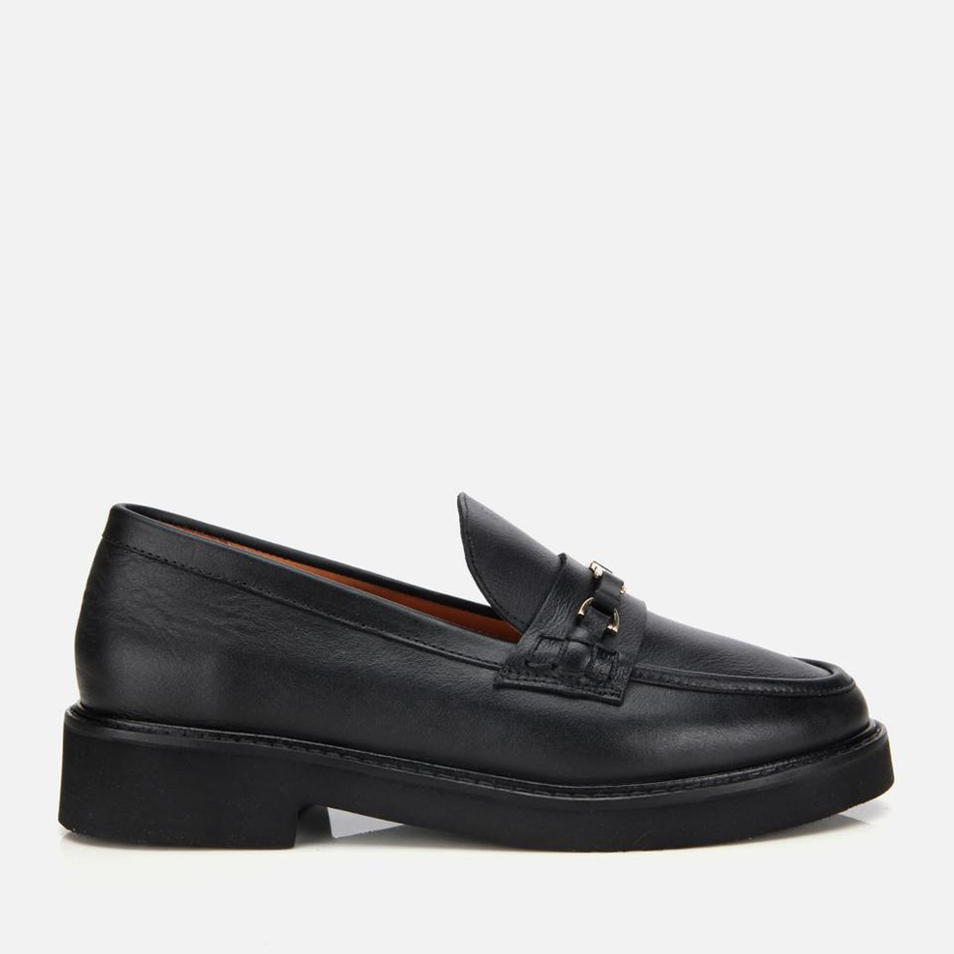 Kadın Deri Siyah Tokalı Klasik Loafer
