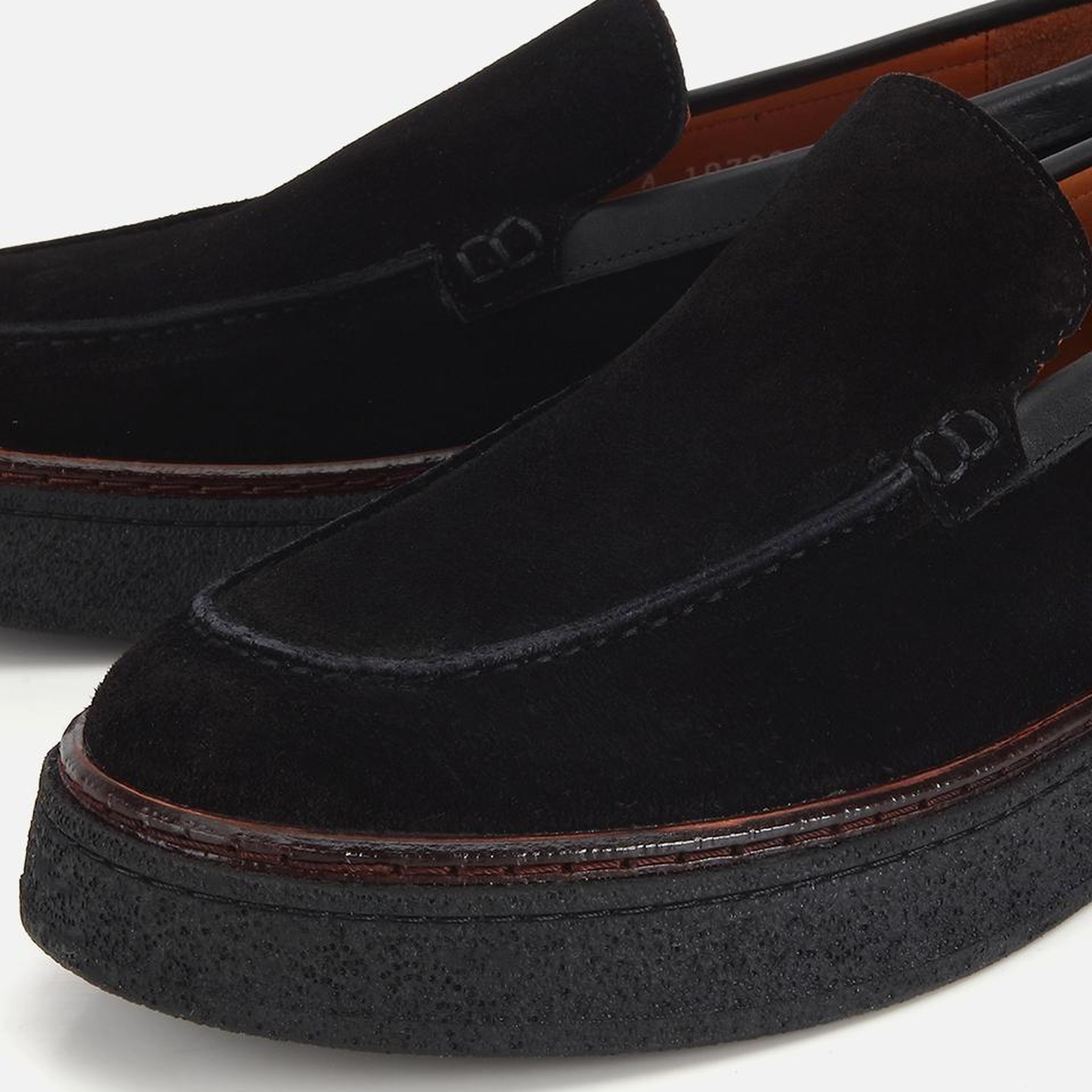Erkek Süet Deri Siyah Kalın Tabanlı Günlük Loafer