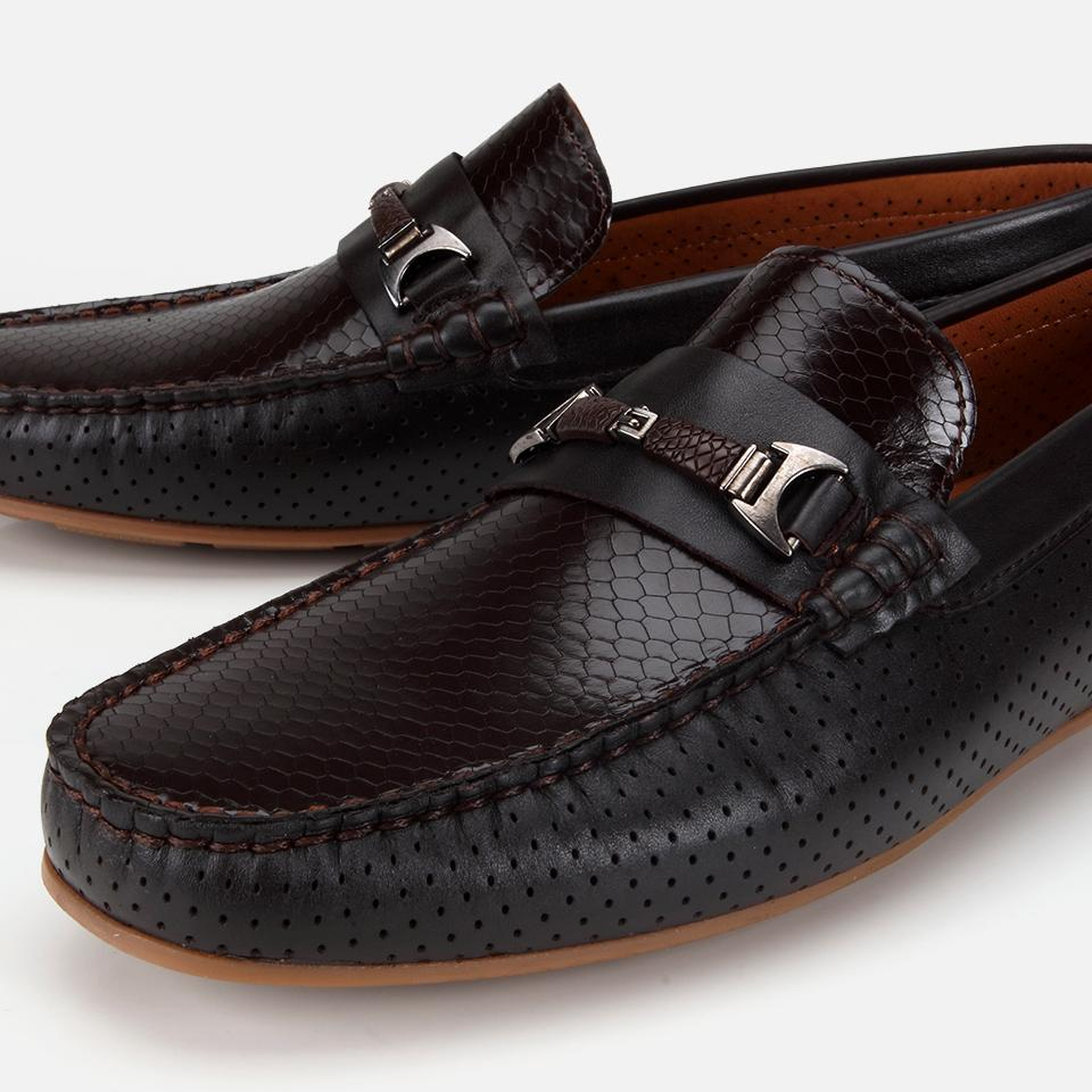 Erkek Deri Kahverengi Tokalı Günlük Loafer
