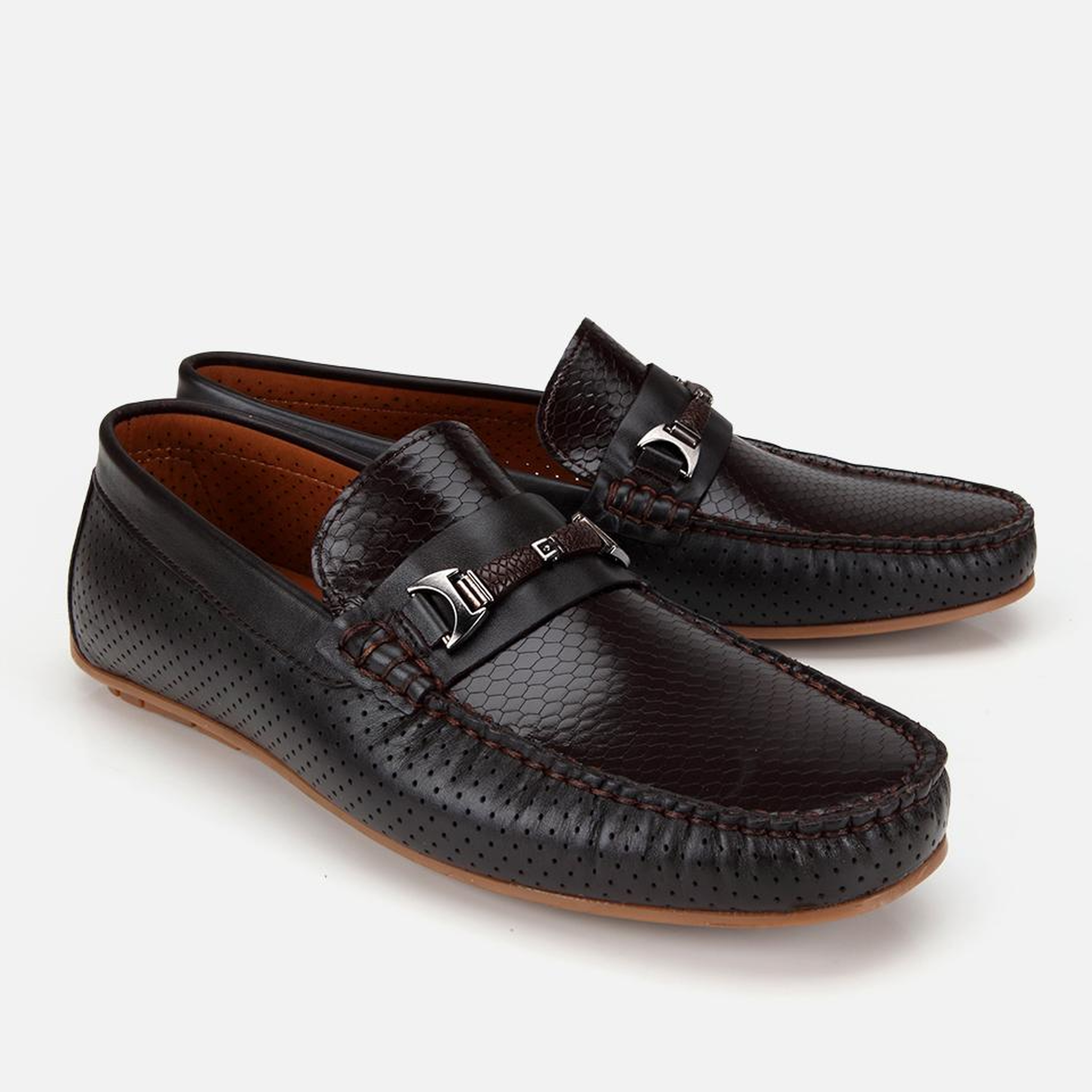 Erkek Deri Kahverengi Tokalı Günlük Loafer