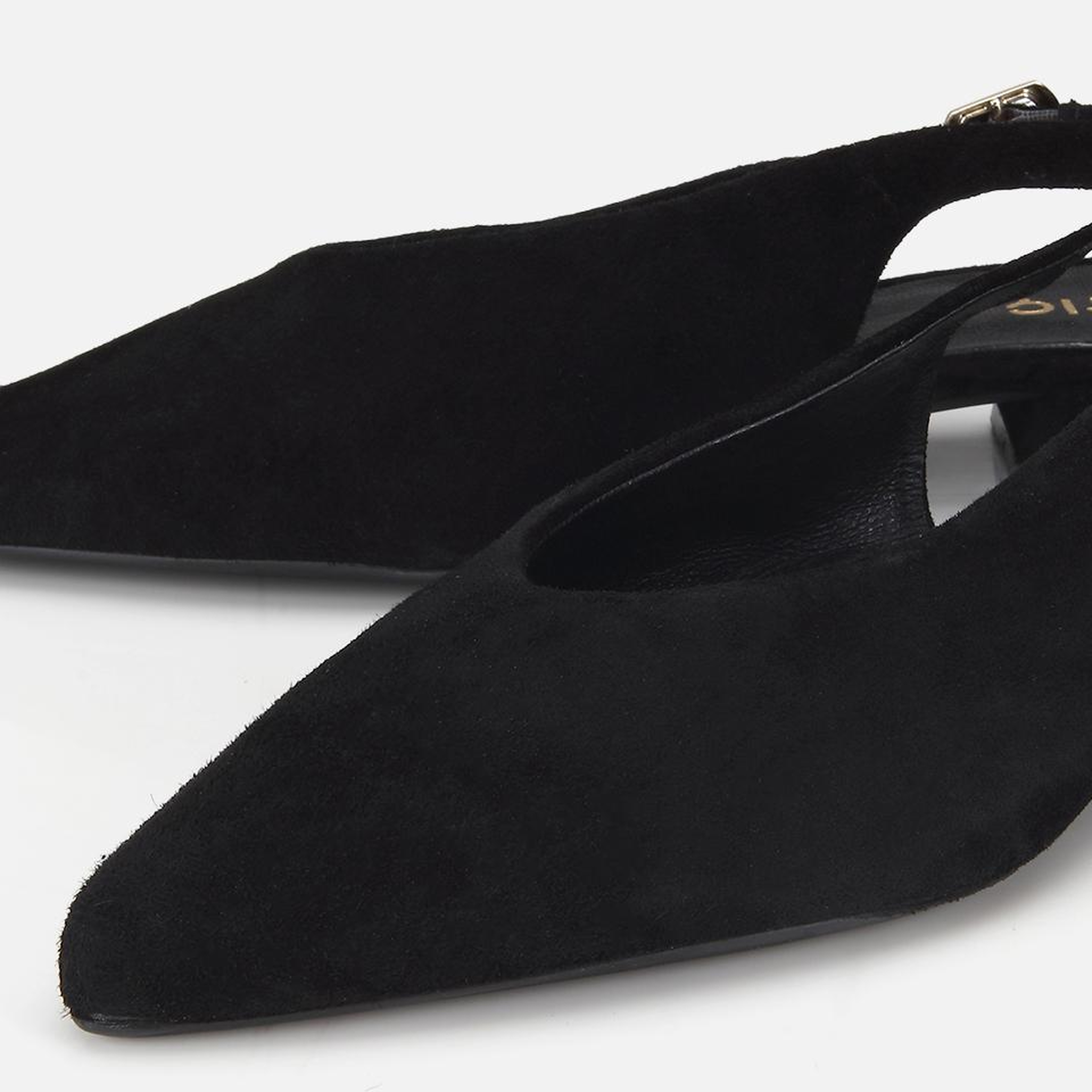 Kadın Süet Deri Siyah Arkası Açık Sivri Burunlu Babet