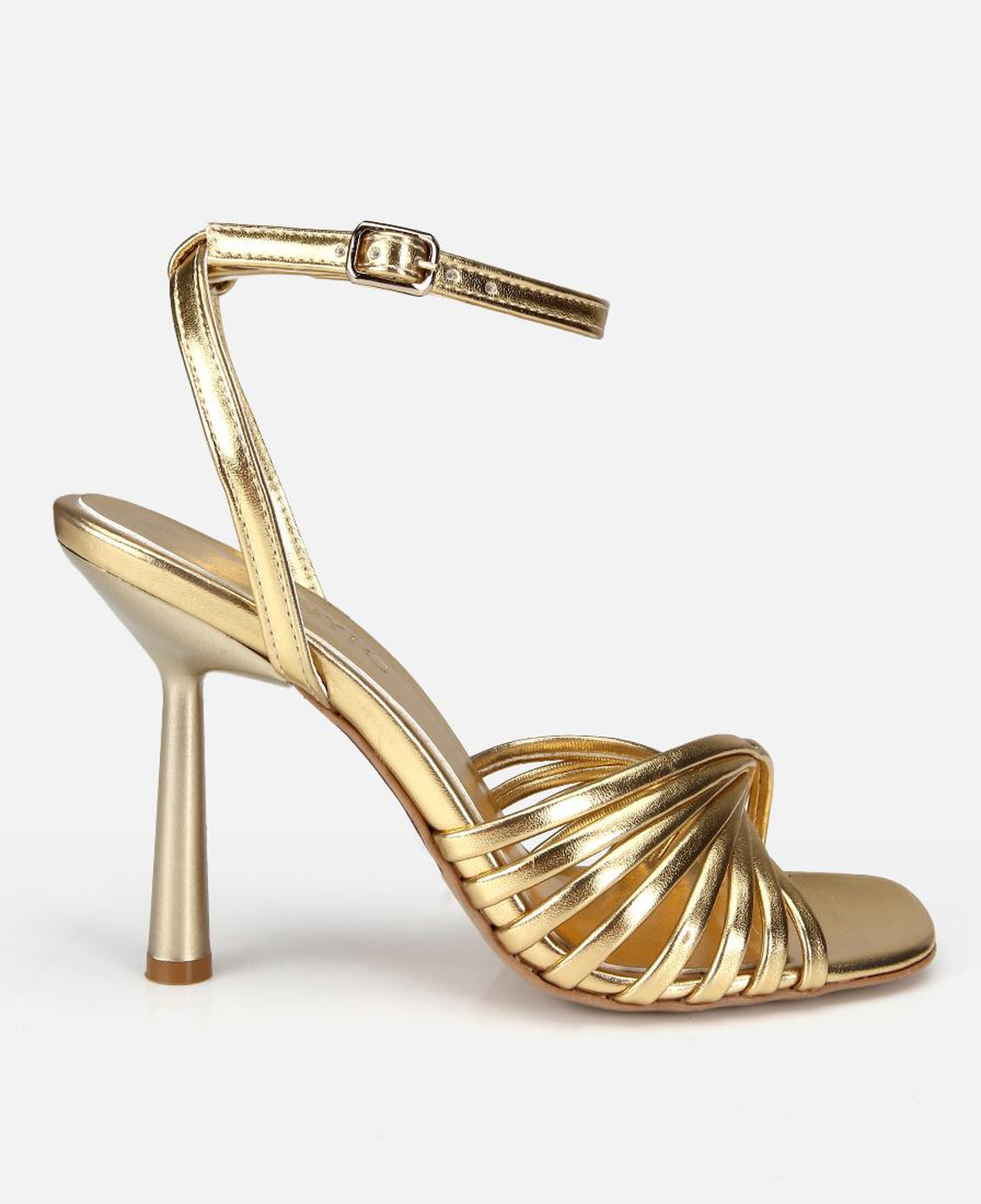 Kadın Metalik Gold İnce Topuklu Sandalet