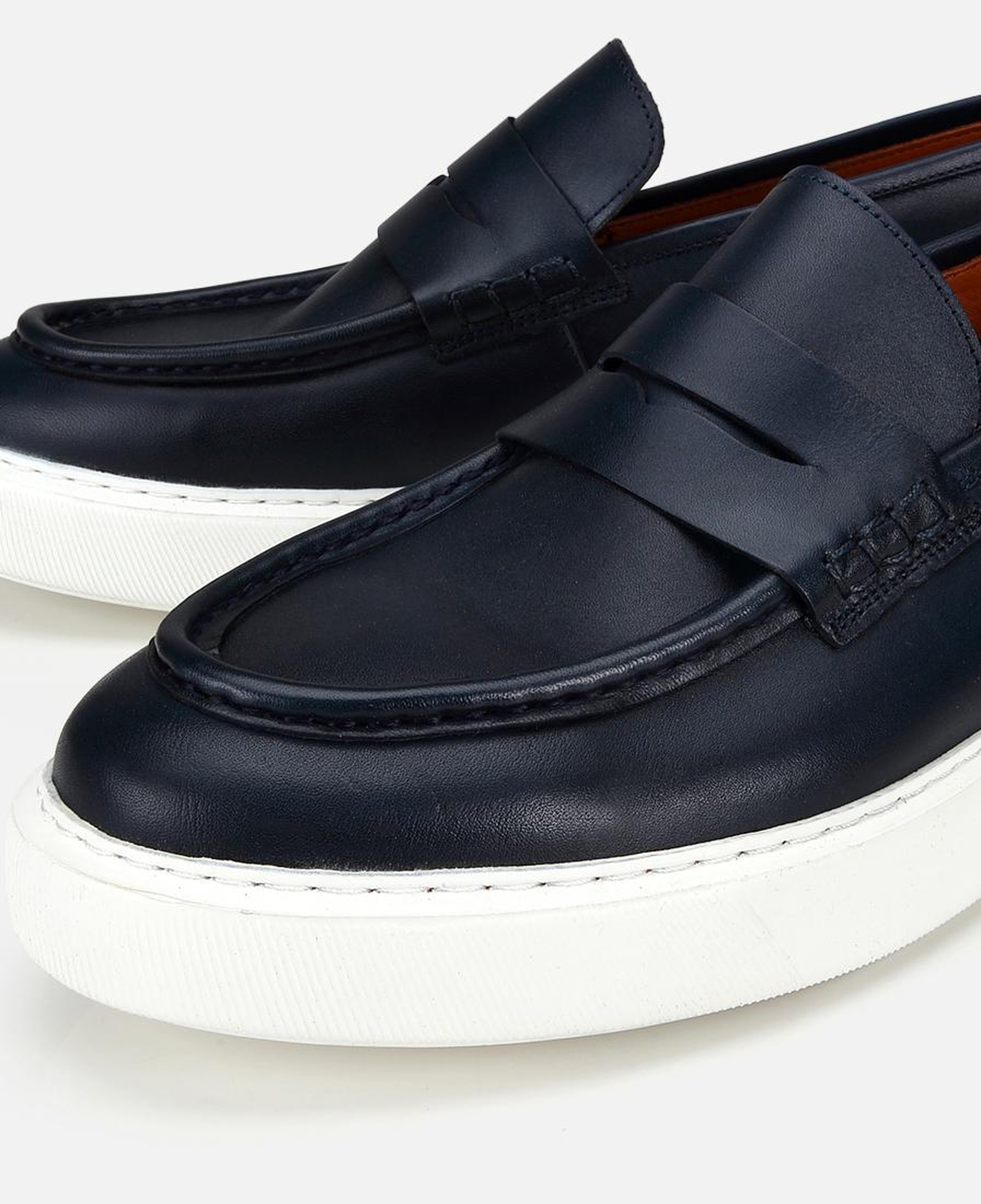 Erkek Deri Lacivert Kalın Tabanlı Günlük Loafer