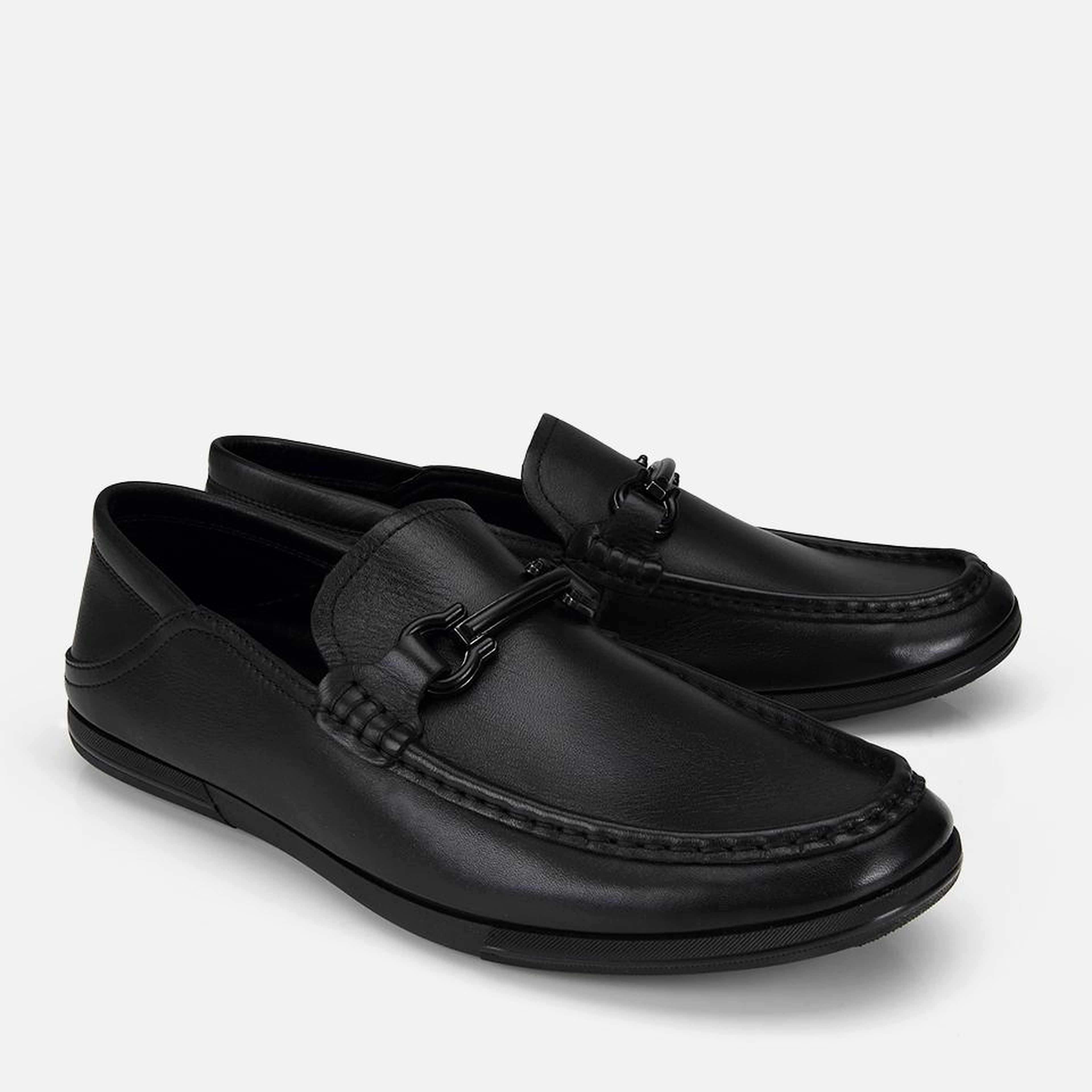 Erkek Deri Siyah Yumuşak Dokulu Tokalı Günlük Loafer