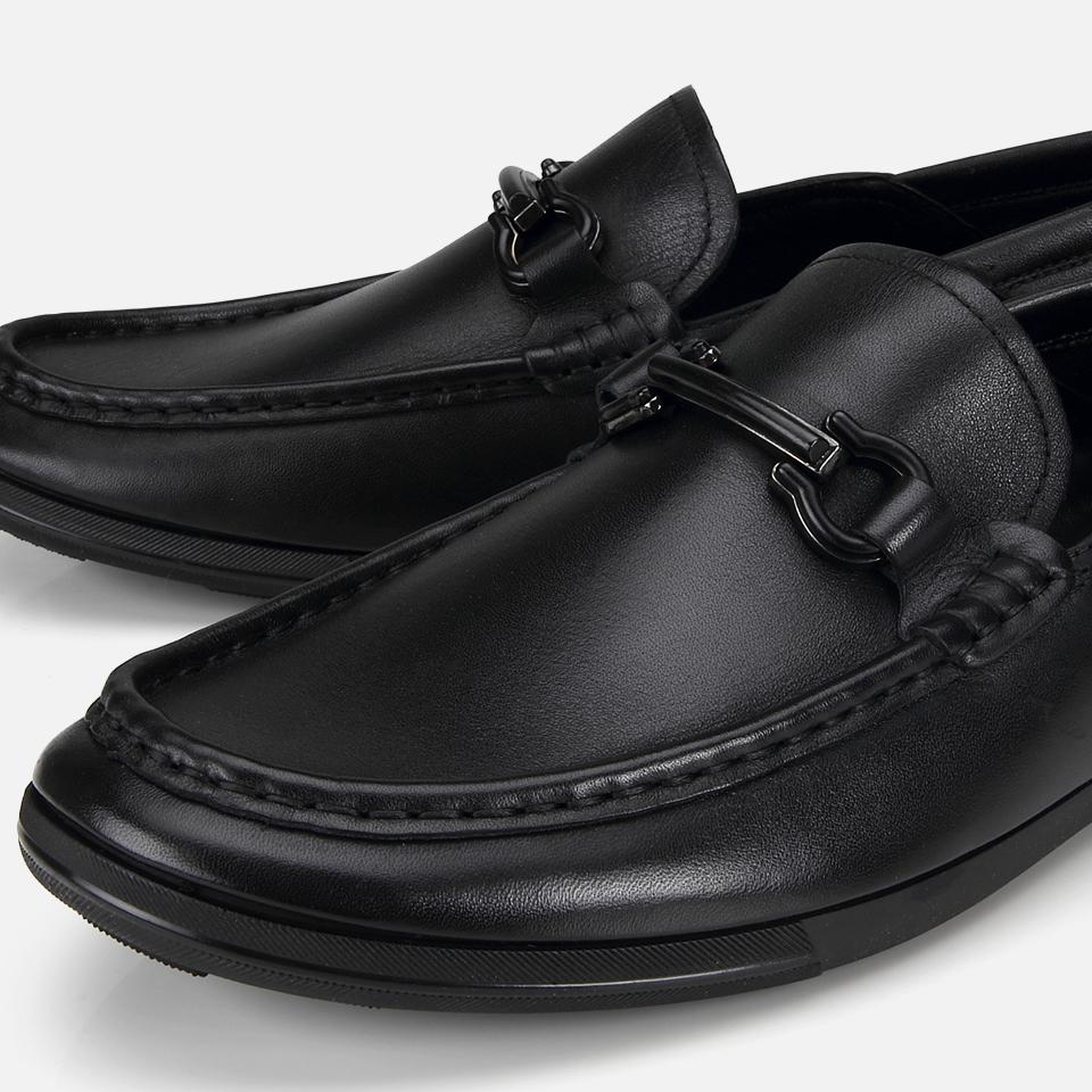 Erkek Deri Siyah Yumuşak Dokulu Tokalı Günlük Loafer