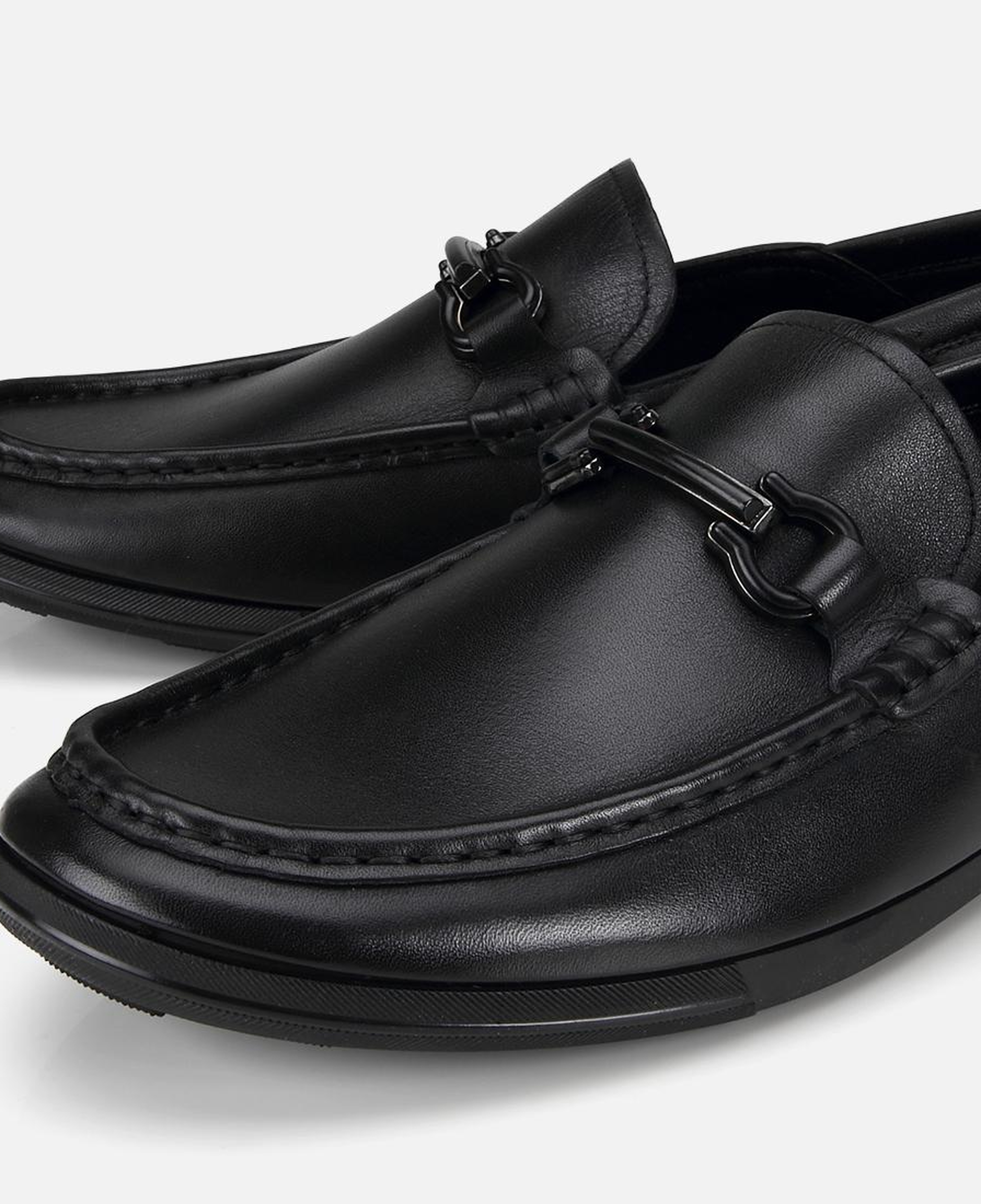 Erkek Deri Siyah Yumuşak Dokulu Tokalı Günlük Loafer