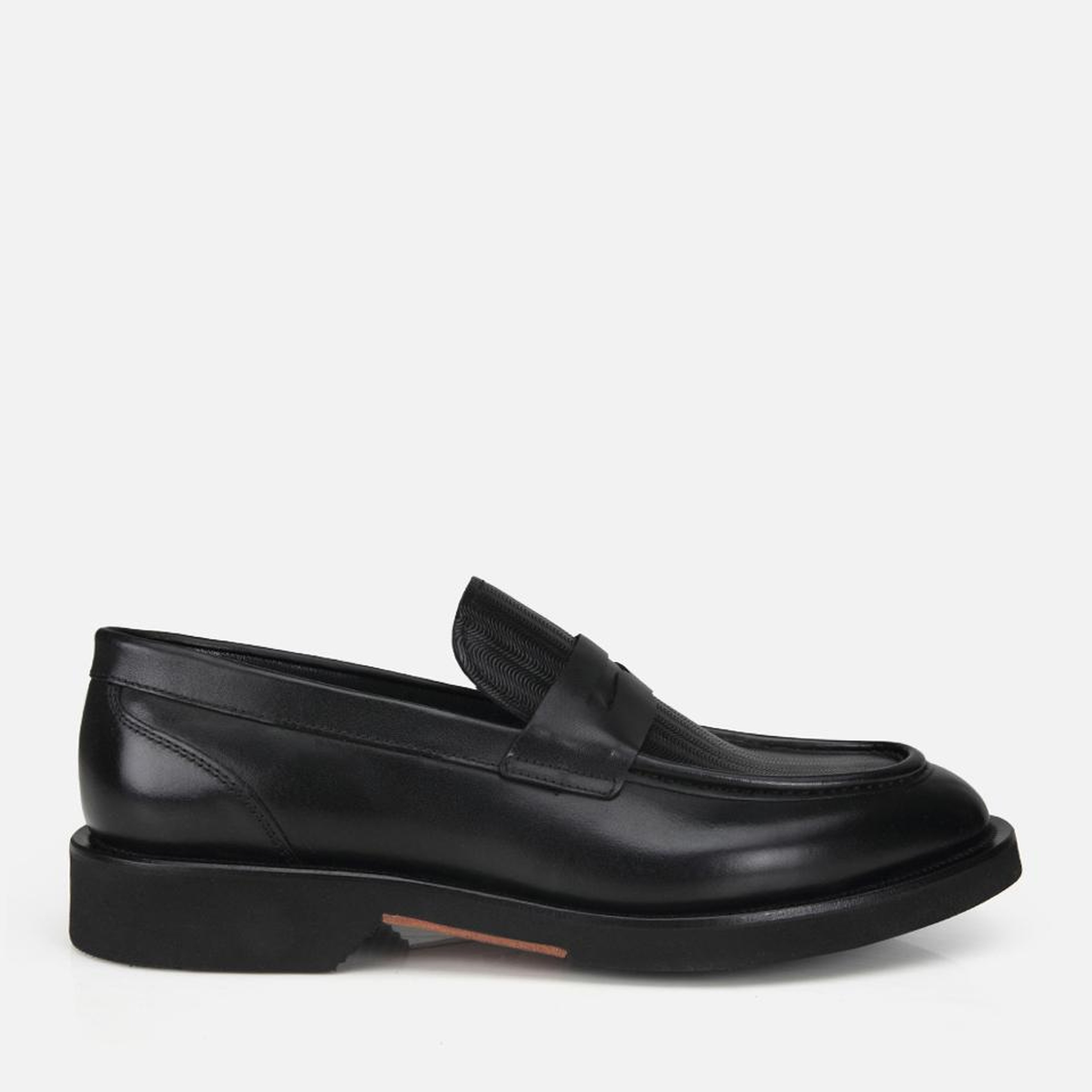 Erkek Deri Siyah Kalın Tabanlı Klasik Loafer