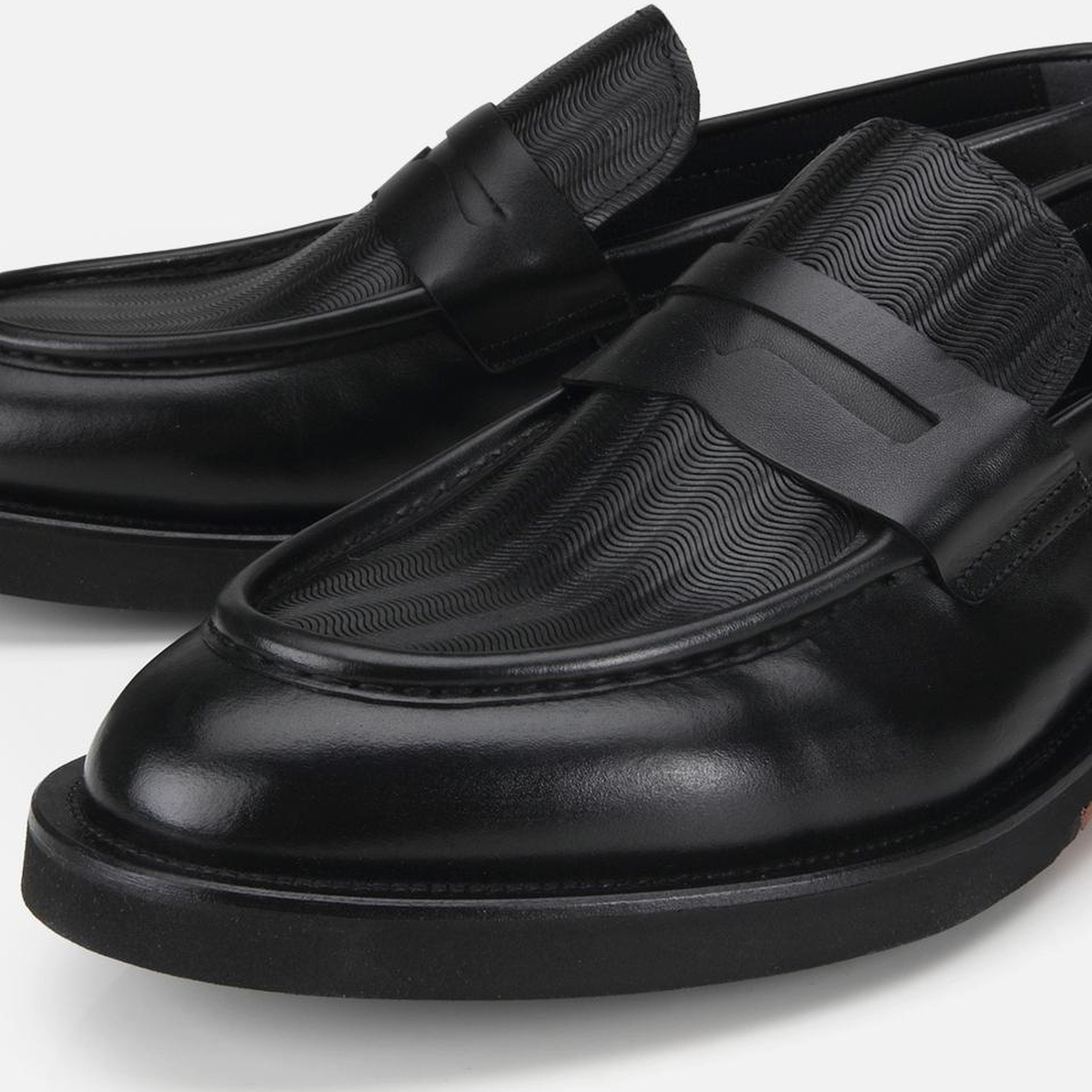 Erkek Deri Siyah Kalın Tabanlı Klasik Loafer