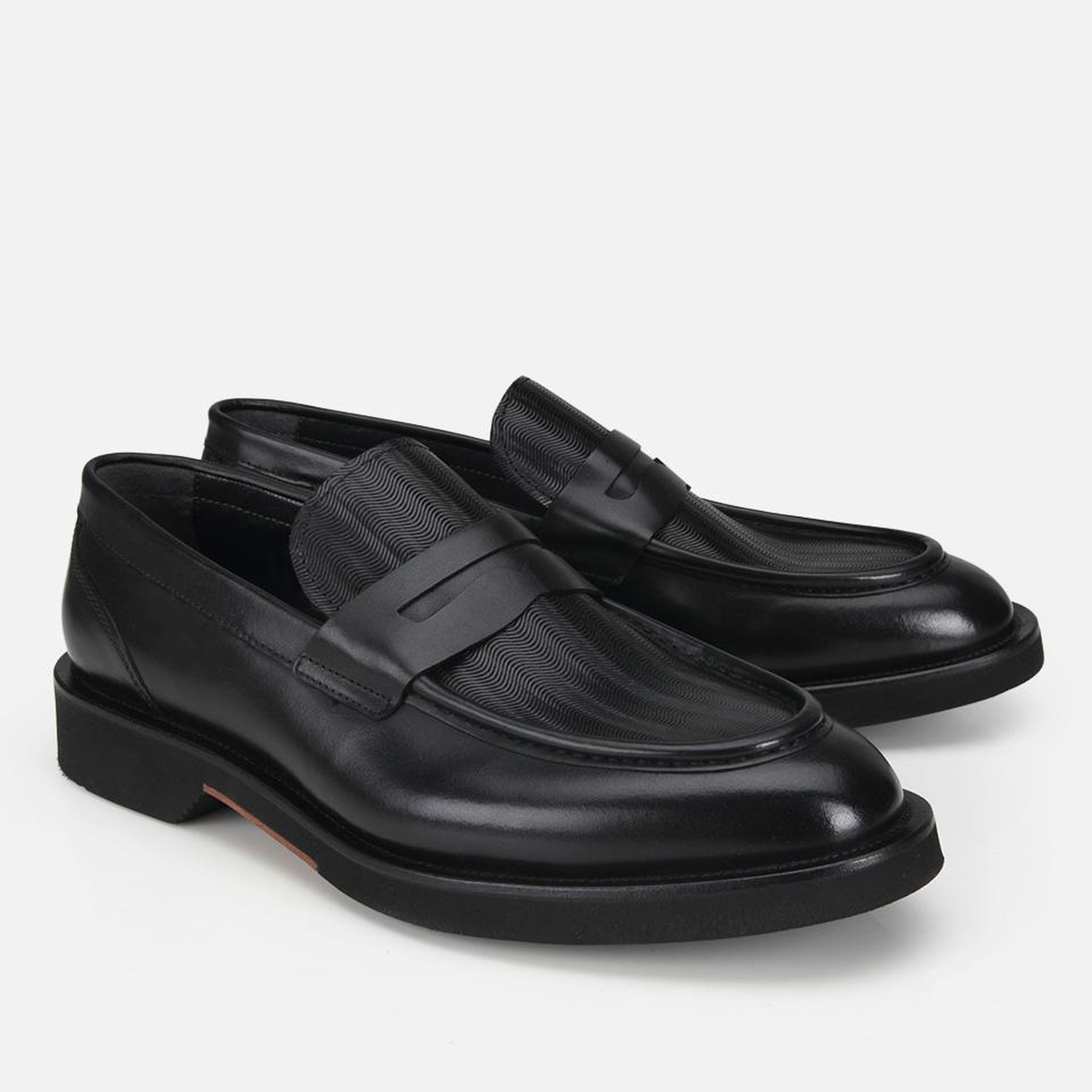 Erkek Deri Siyah Kalın Tabanlı Klasik Loafer