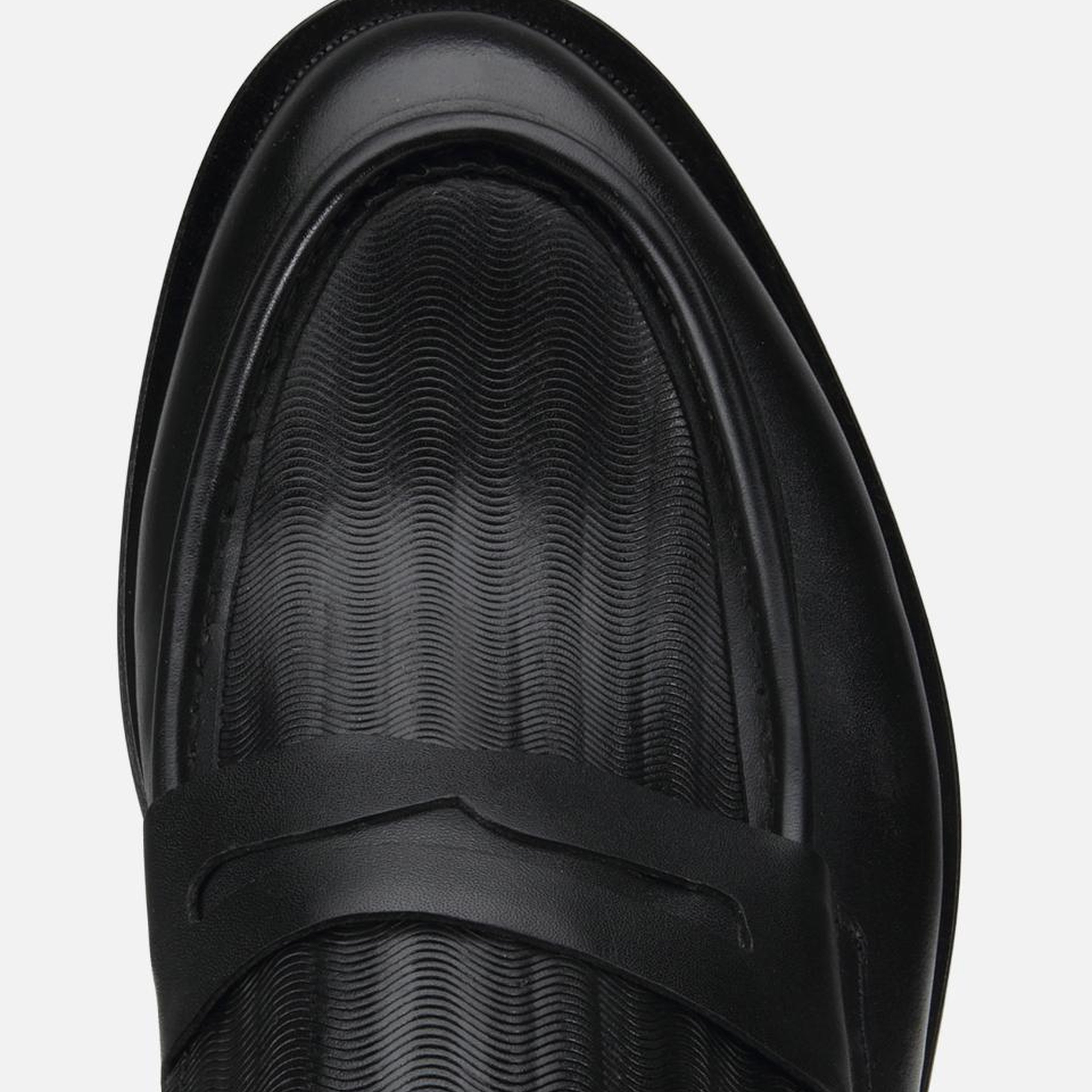 Erkek Deri Siyah Kalın Tabanlı Klasik Loafer