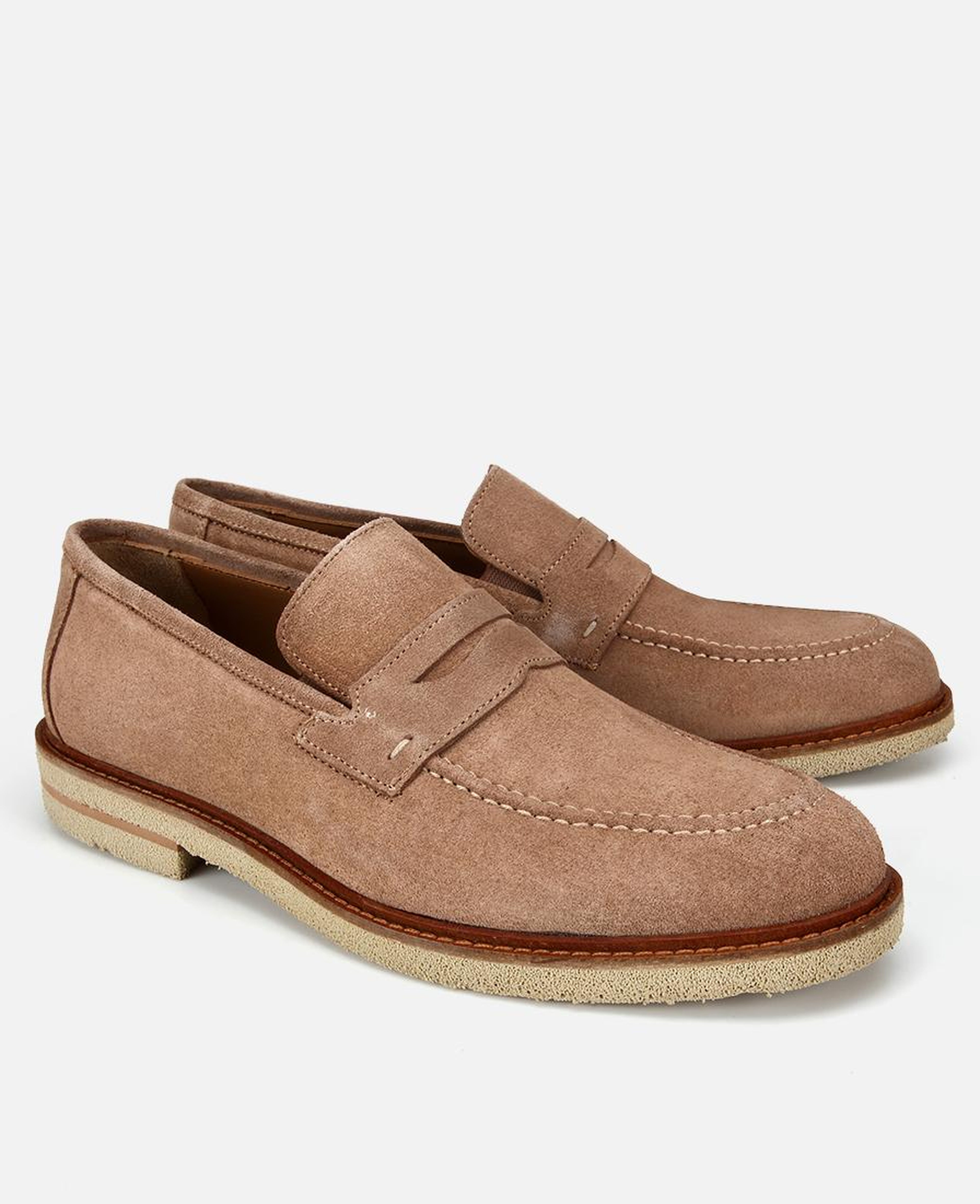 Erkek Süet Deri Bej Klasik Loafer