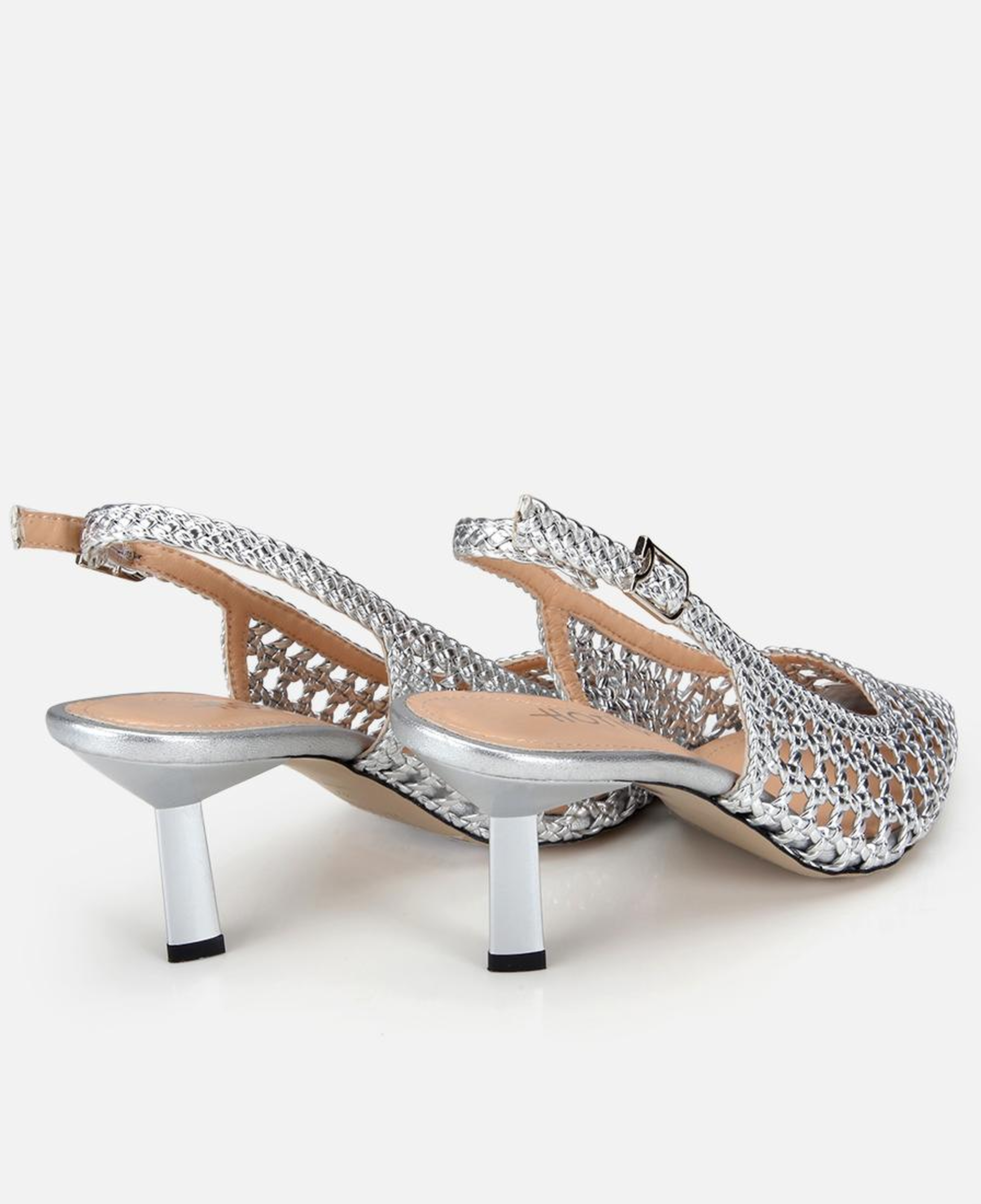Kadın Lame Örgü Detaylı Arkası Açık Kısa Topuklu Stiletto
