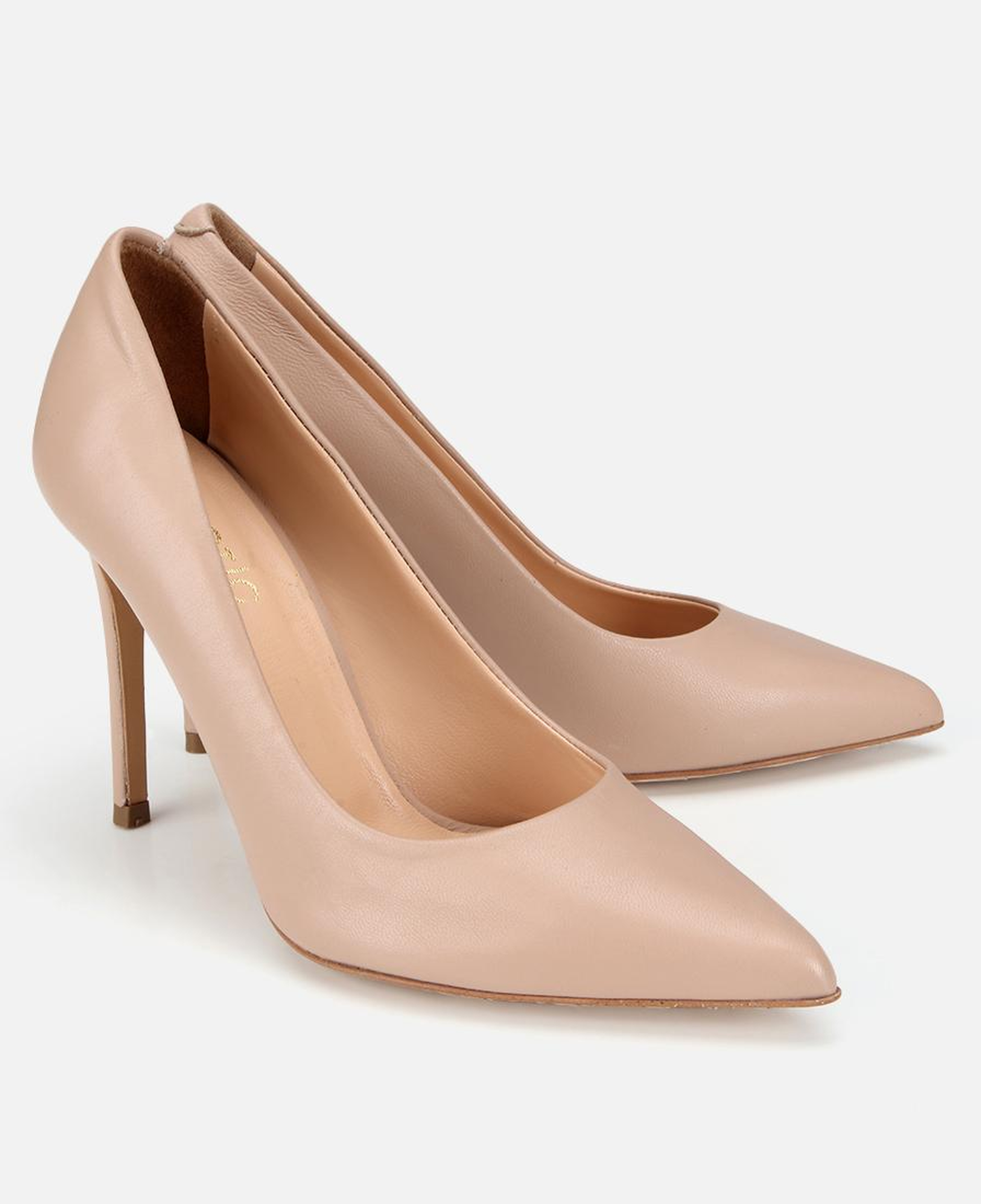 Kadın Deri Bej Yüksek Topuklu Stiletto