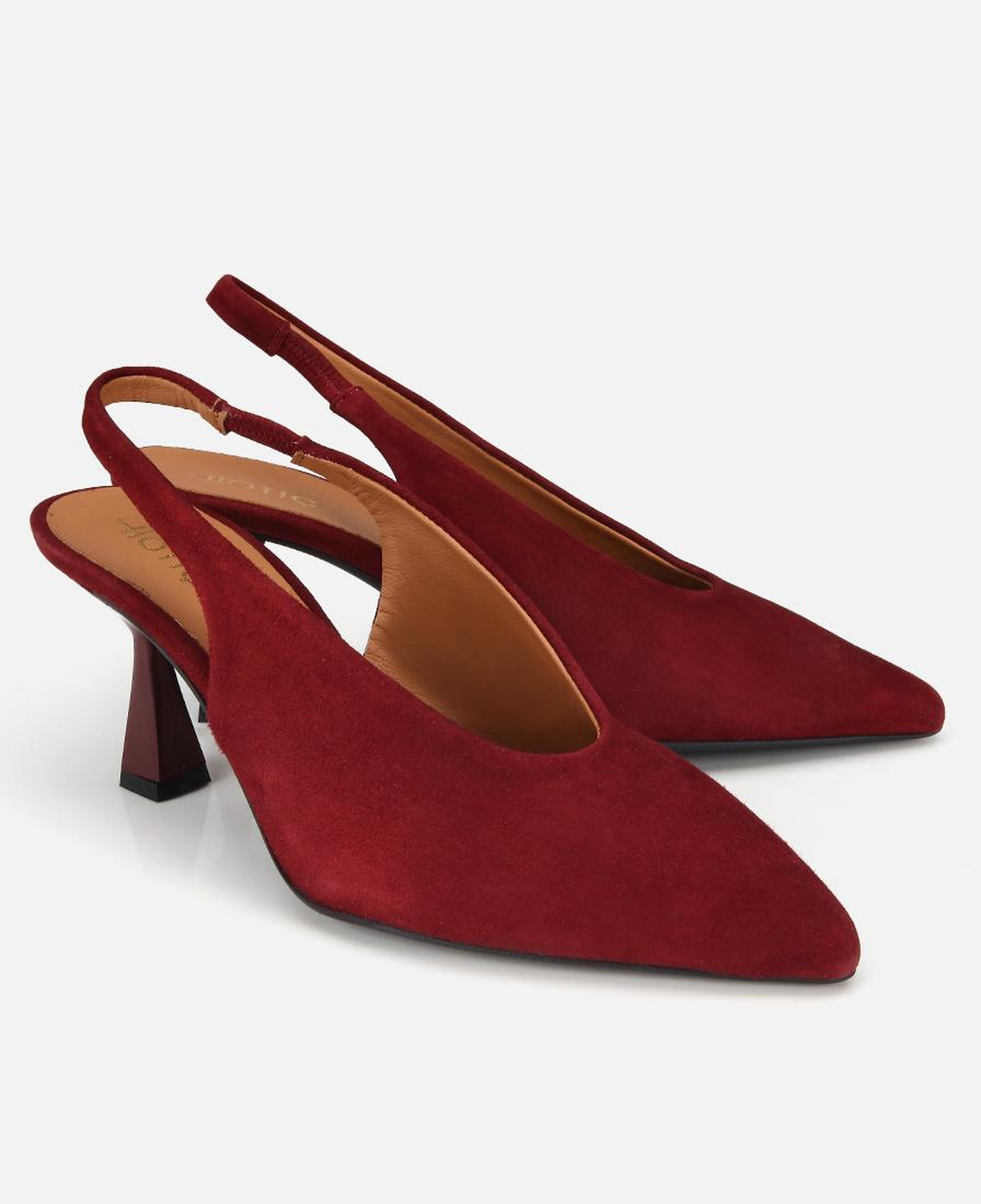 Kadın Süet Deri Bordo Yumuşak Dokulu Kısa Topuklu Stiletto
