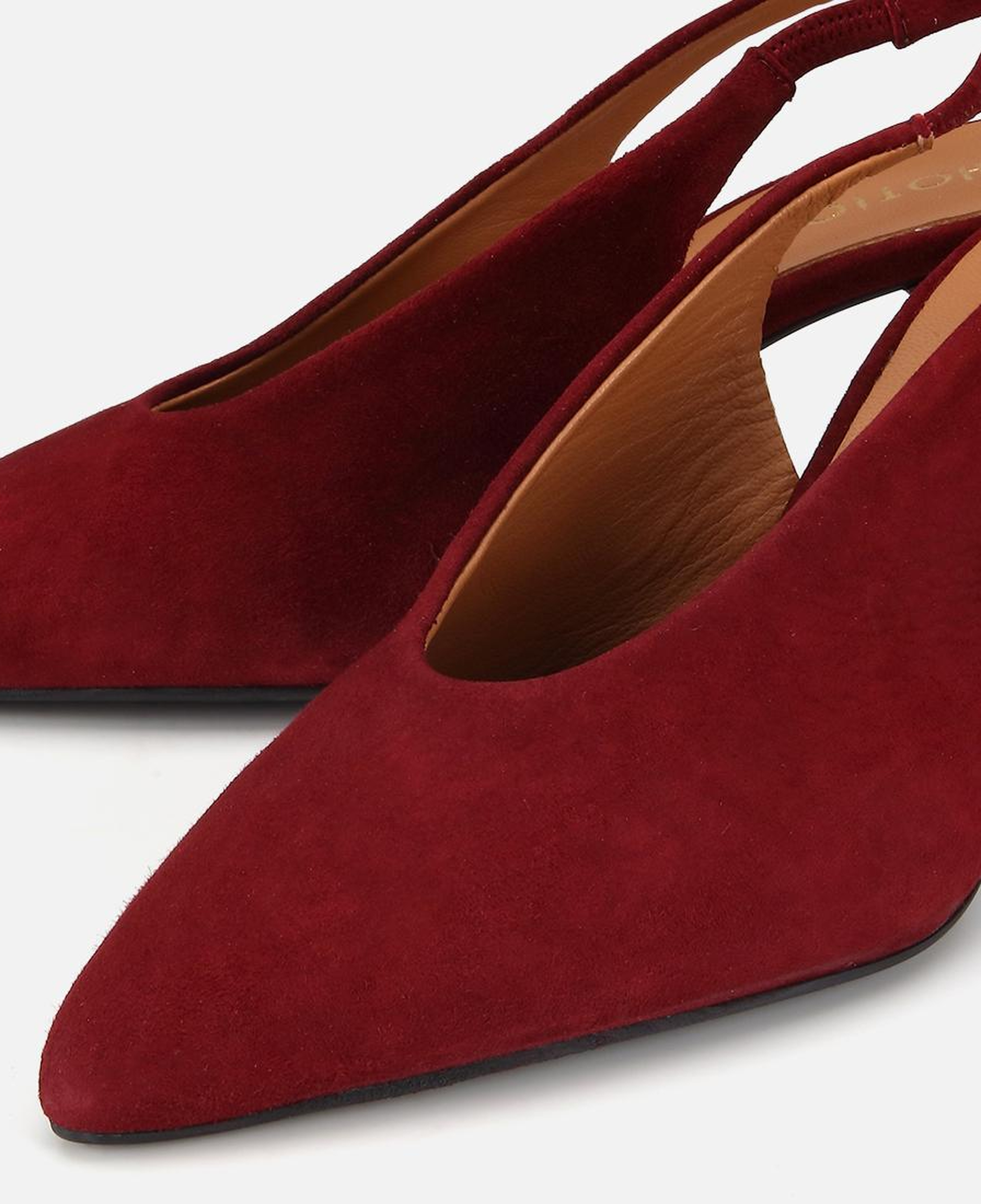Kadın Süet Deri Bordo Yumuşak Dokulu Kısa Topuklu Stiletto