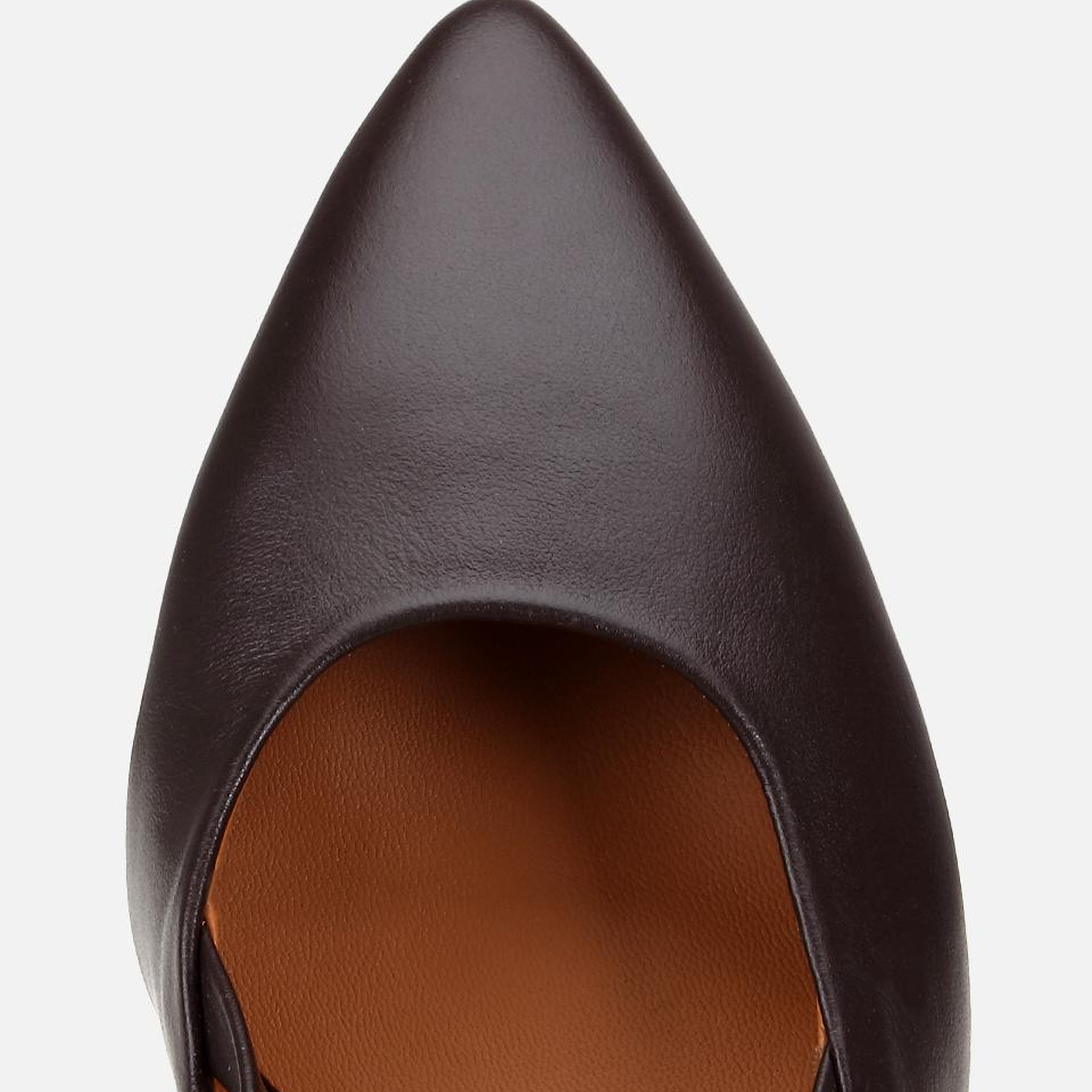 Kadın Deri Kahverengi Bantlı Arkası Açık Kısa Topuklu Stiletto