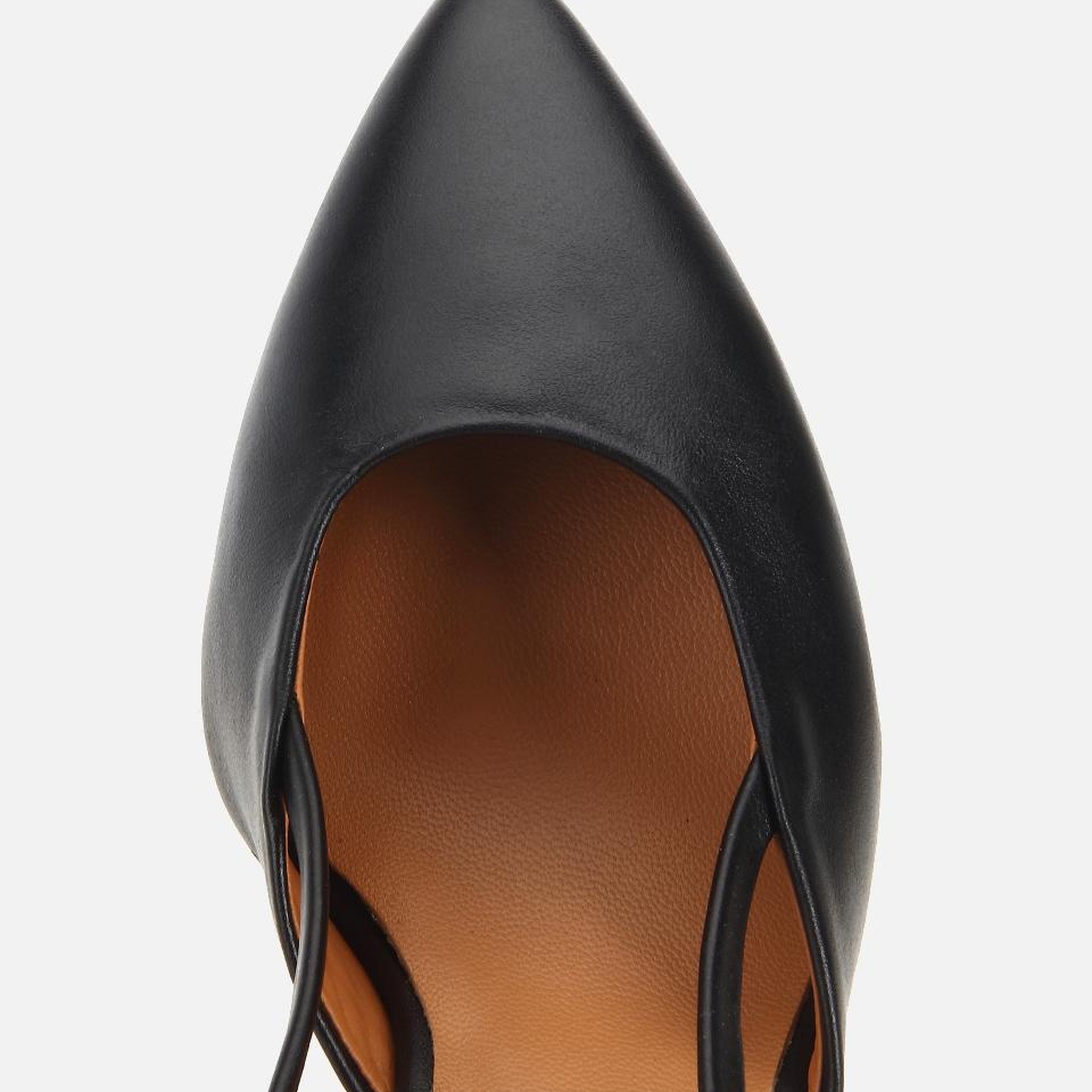 Kadın Deri Siyah Bilek Detaylı Arkası Açık Kısa Topuklu Stiletto