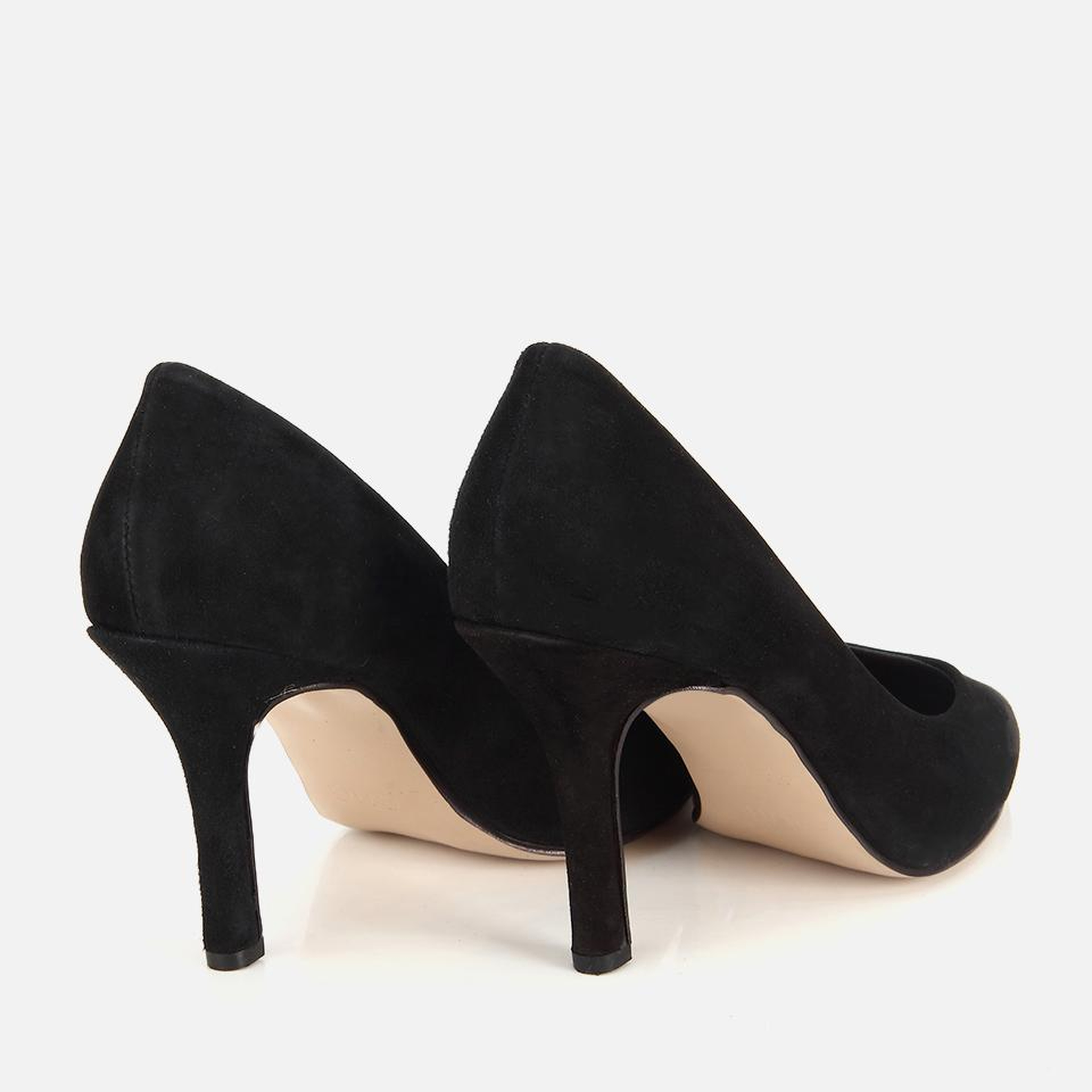 Kadın Süet Deri Siyah Klasik Stiletto Ayakkabı