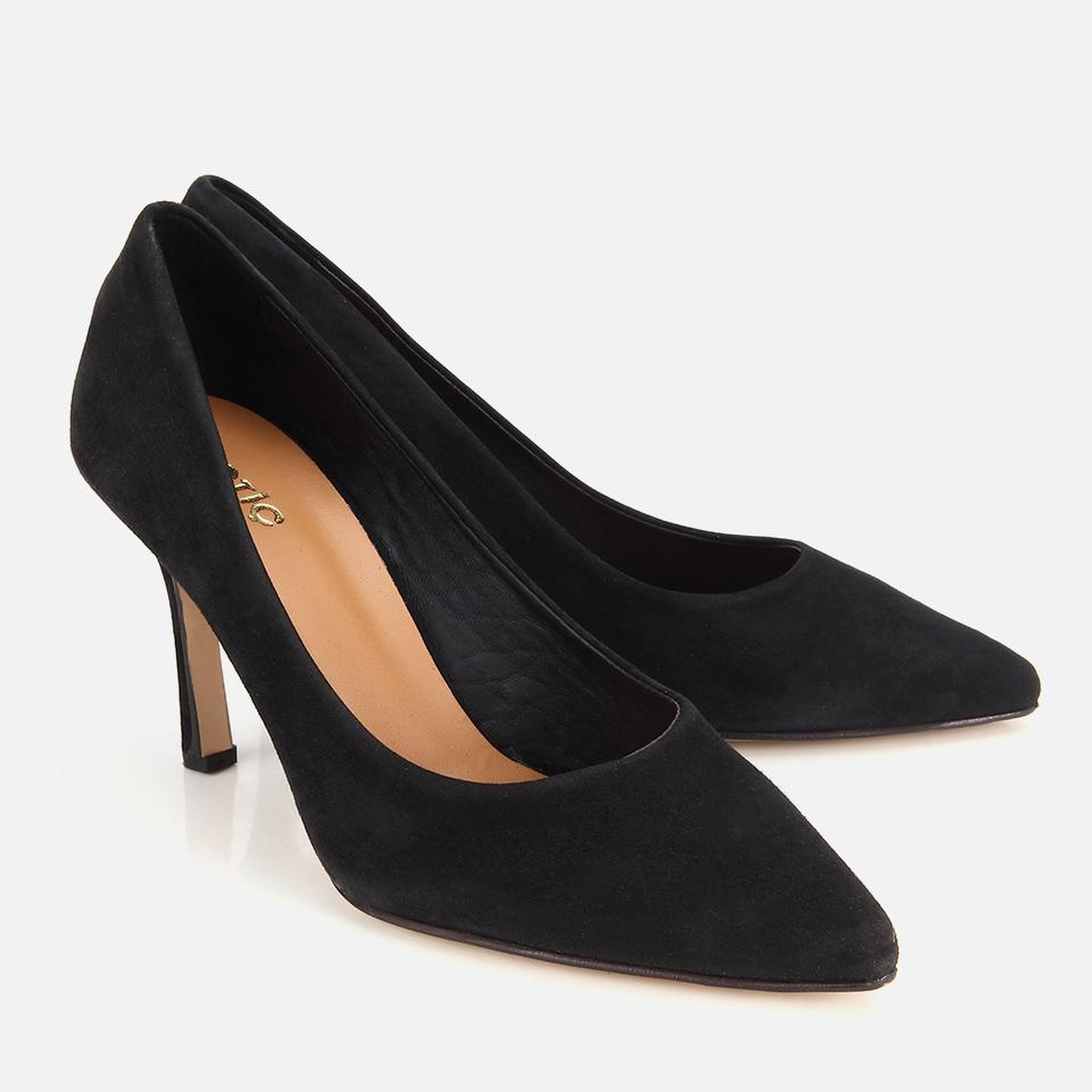 Kadın Süet Deri Siyah Klasik Stiletto Ayakkabı
