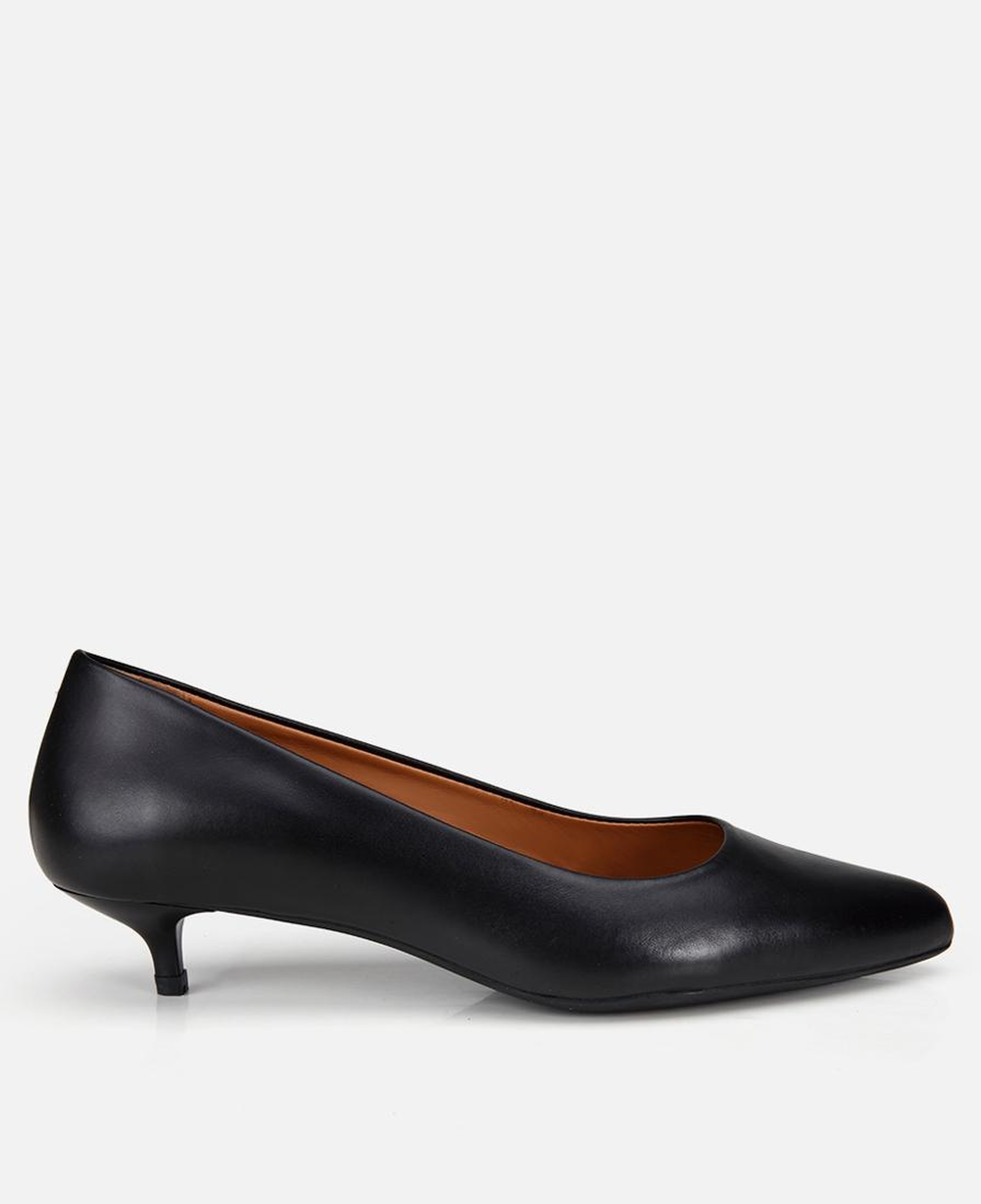 Kadın Deri Siyah Kısa Topuklu Klasik Stiletto