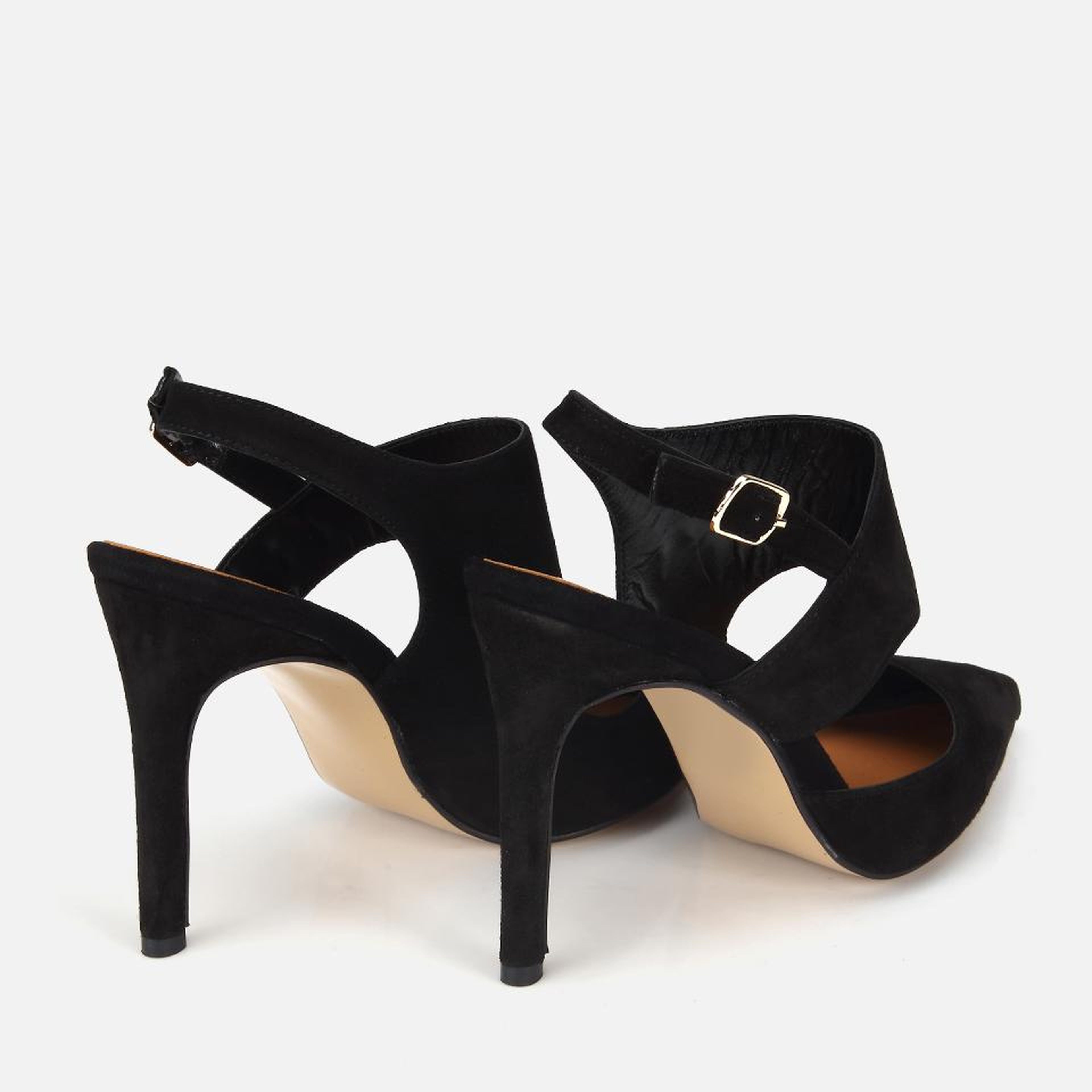 Kadın Süet Deri Siyah Arkası Açık Stiletto