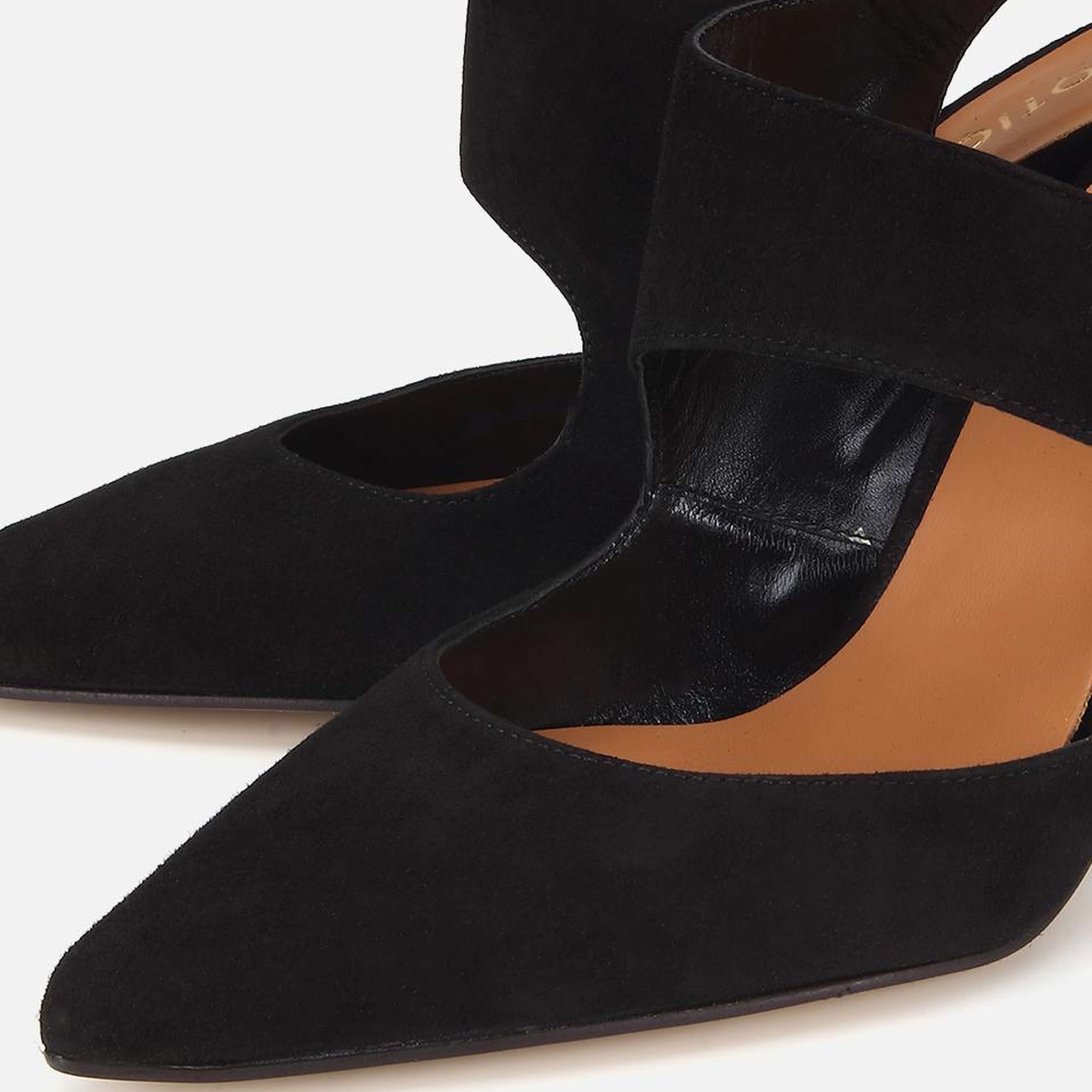 Kadın Süet Deri Siyah Arkası Açık Stiletto