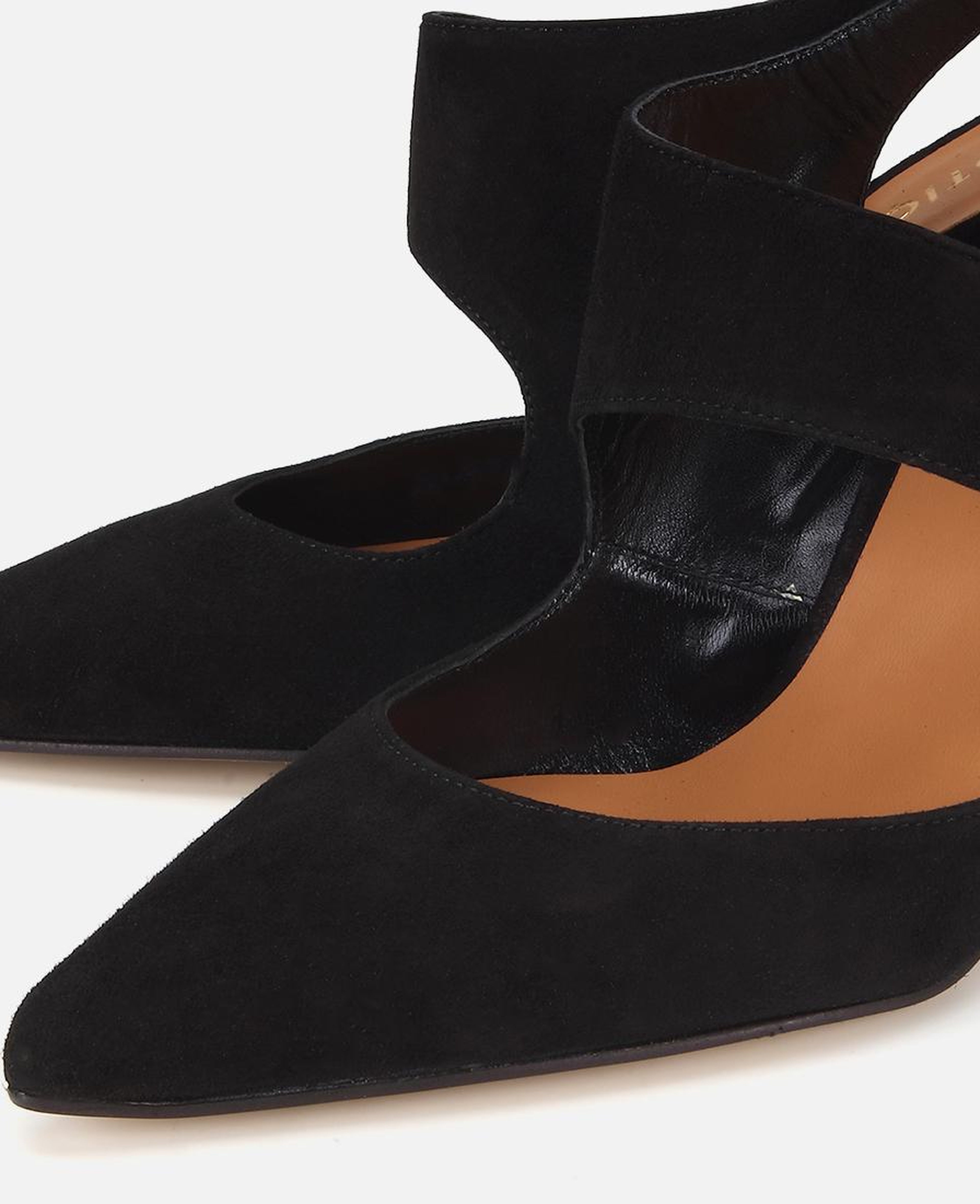Kadın Süet Deri Siyah Arkası Açık Stiletto