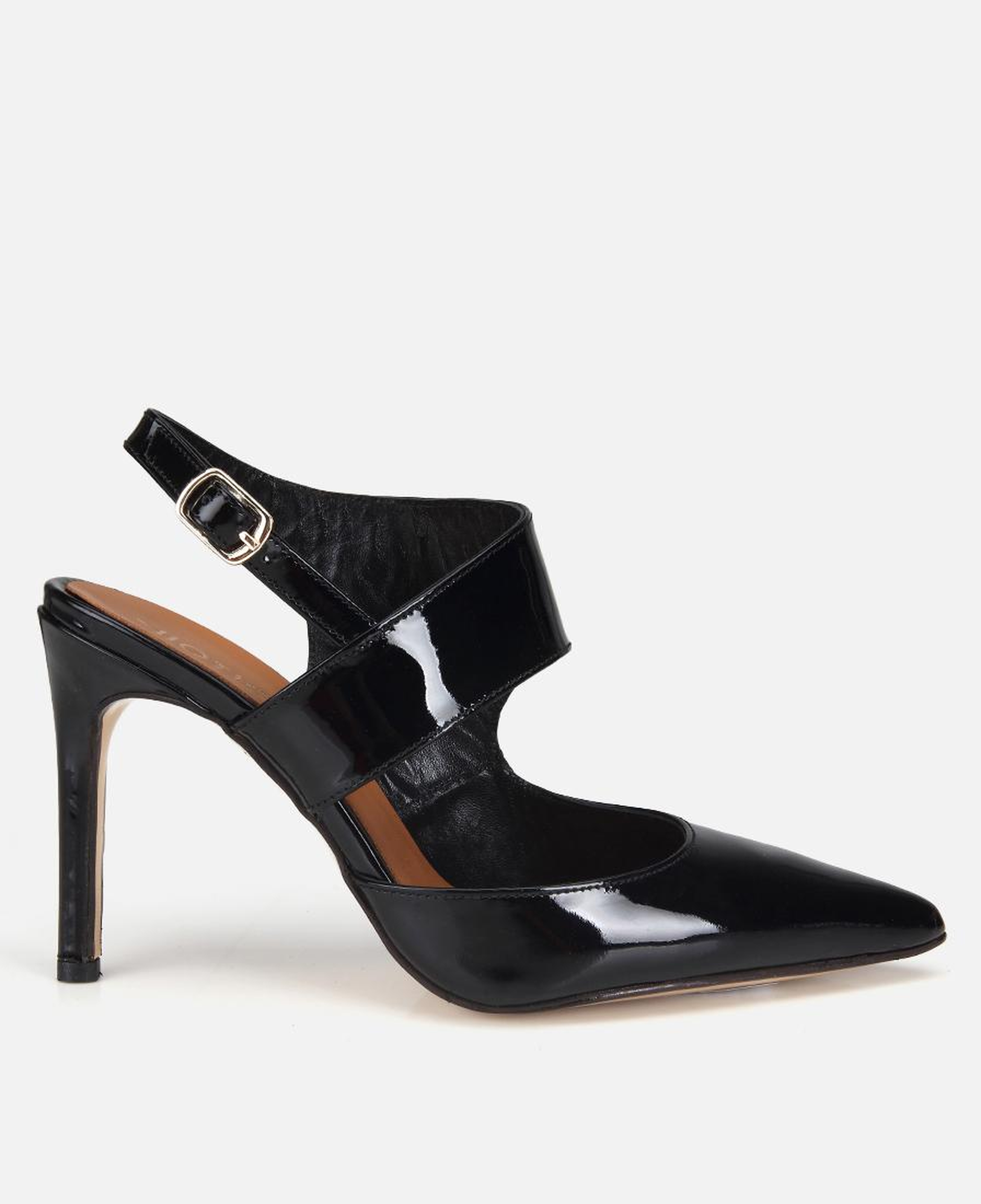 Kadın Rugan Deri Siyah Arkası Açık Stiletto