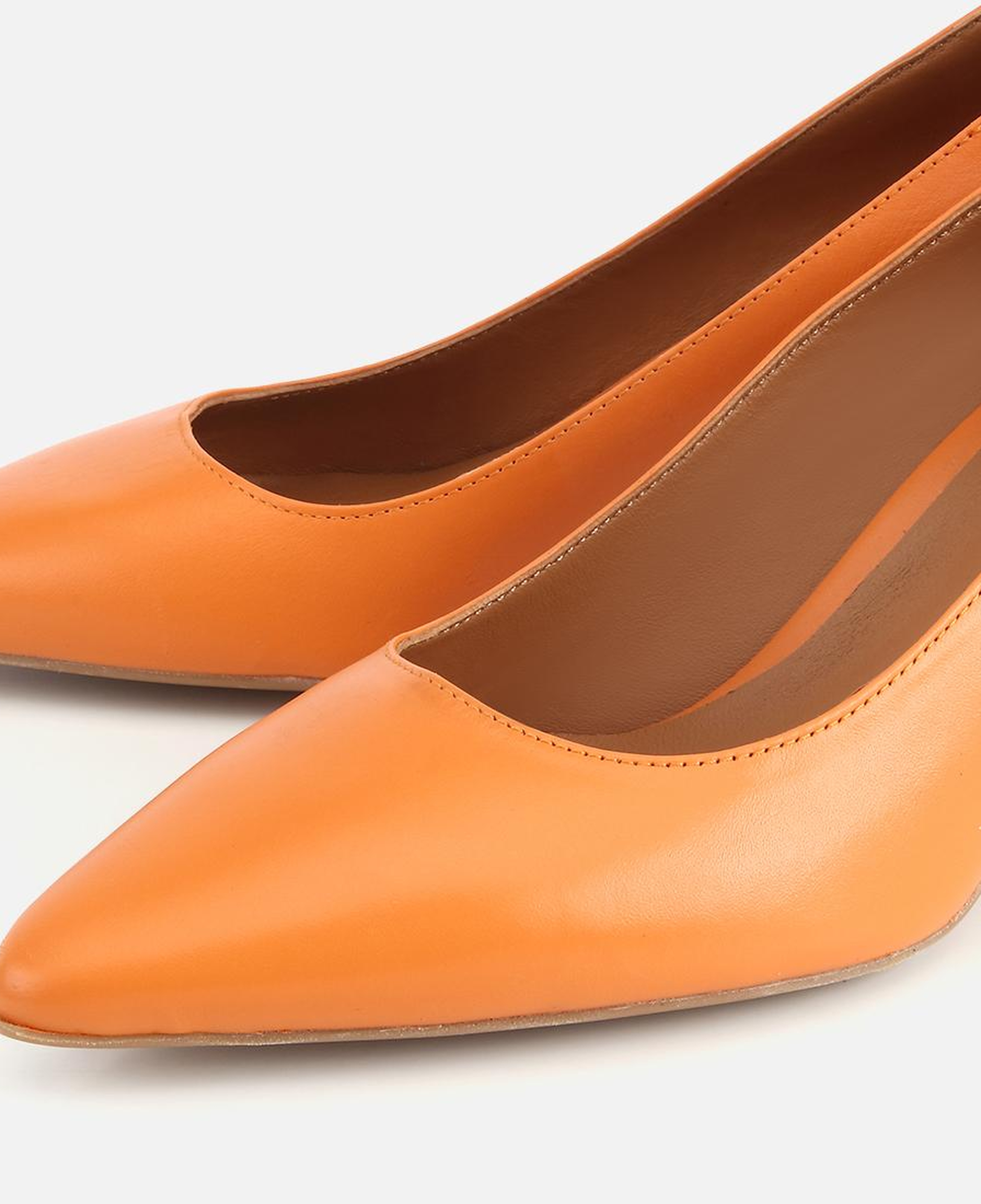 Kadın Deri Turuncu Kısa Topuklu Stiletto