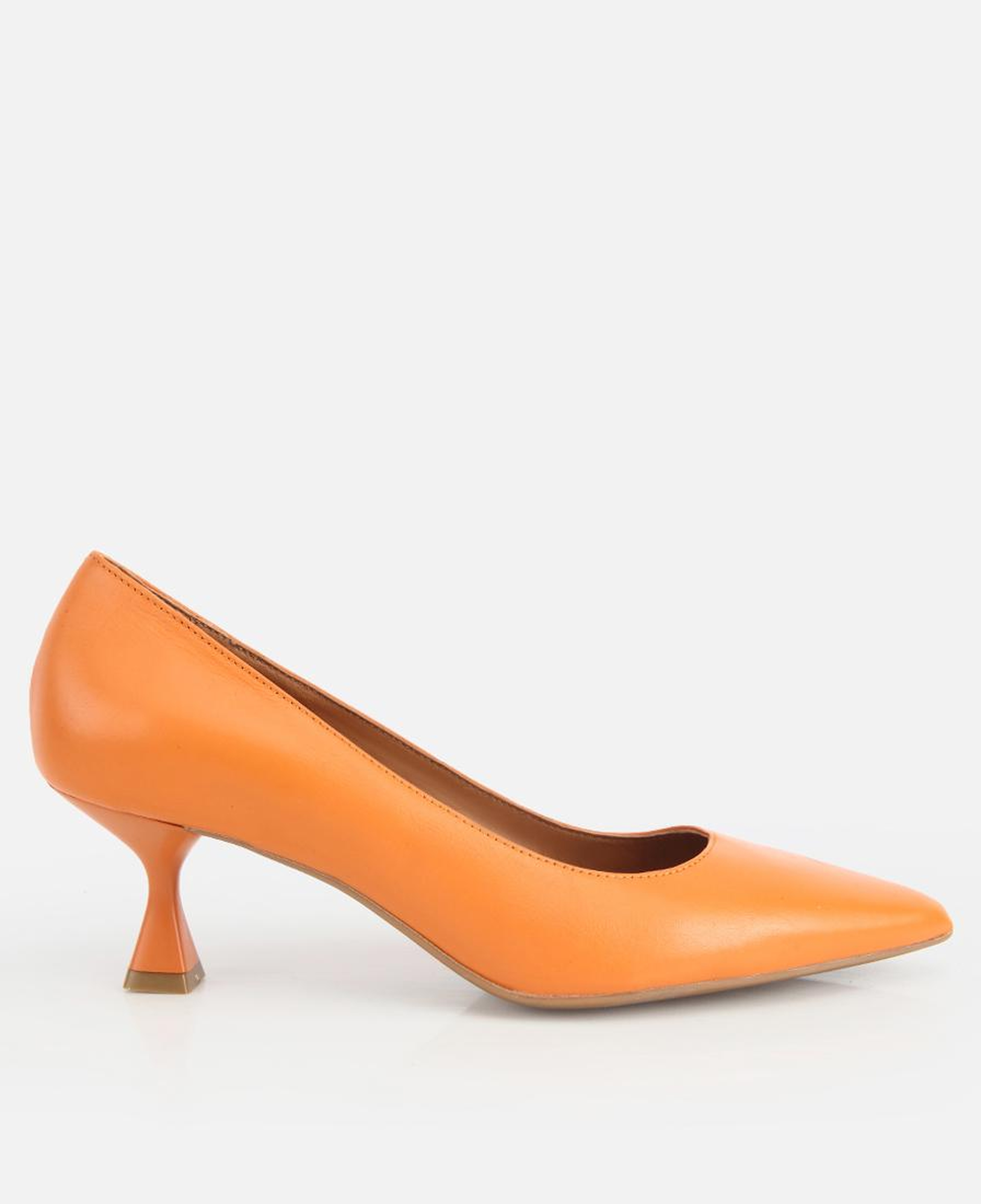 Kadın Deri Turuncu Kısa Topuklu Stiletto