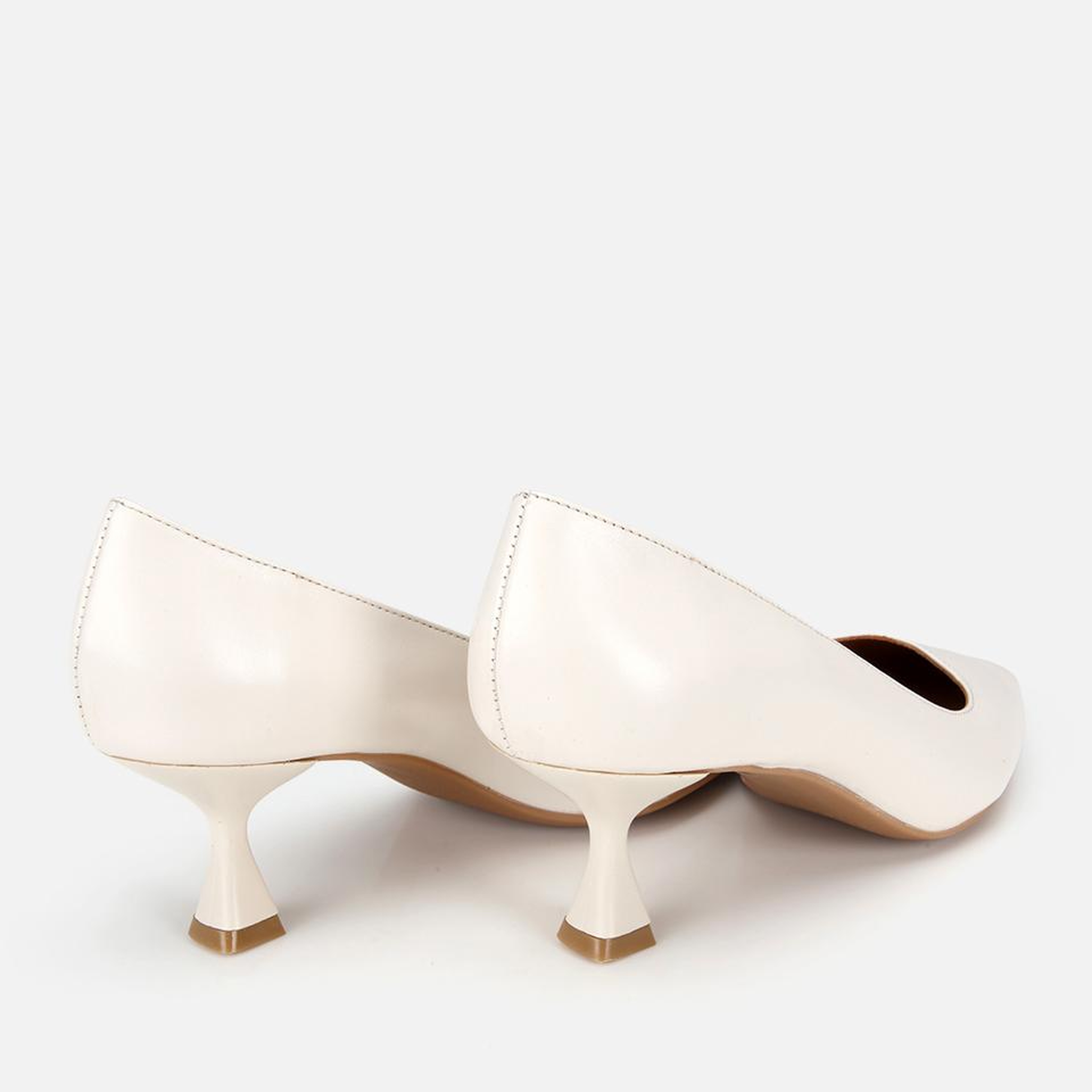 Kadın Deri Kemik Kısa Topuklu Stiletto